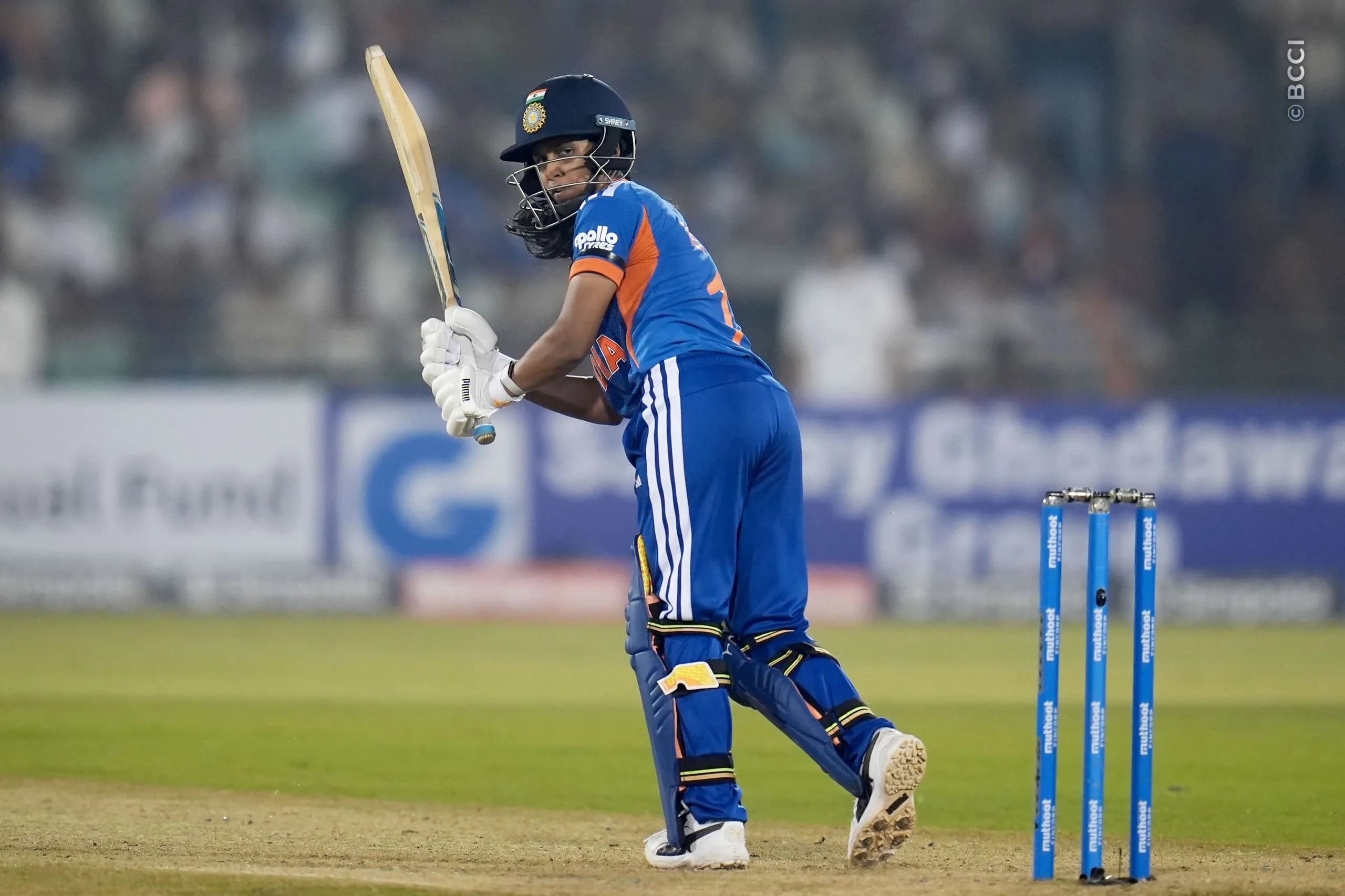 Niki Prasad of India during the 1st T20I match between India Women and Zimbabwe Women at the Shaheed Veer Narayan Singh International Stadium, Raipur, India on October 16, 2026.Photo: Faheem Hussain / CREIMAS for BCCI