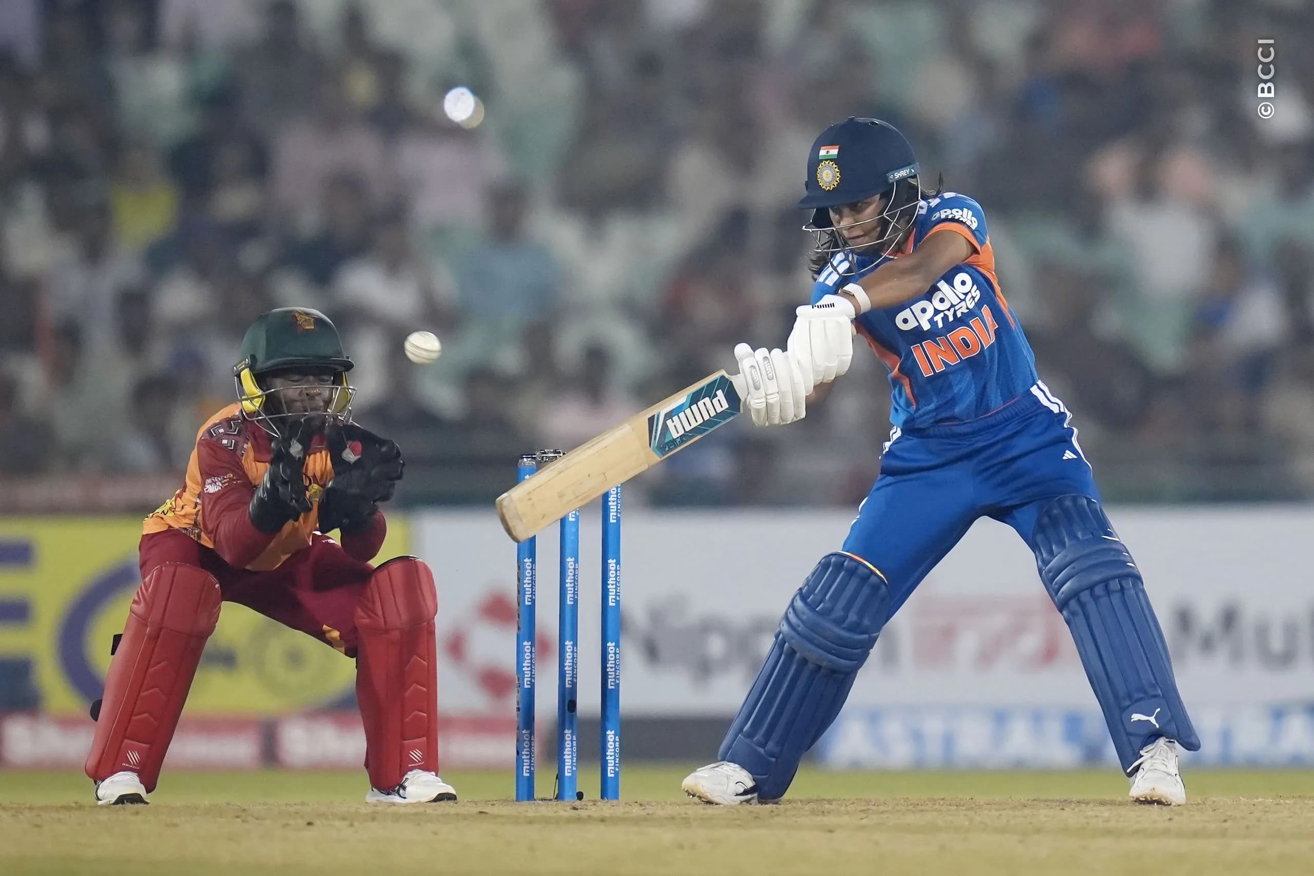 Niki Prasad of India during the 1st T20I match between India Women and Zimbabwe Women at the Shaheed Veer Narayan Singh International Stadium, Raipur, India on October 16, 2026.Photo: Faheem Hussain / CREIMAS for BCCI