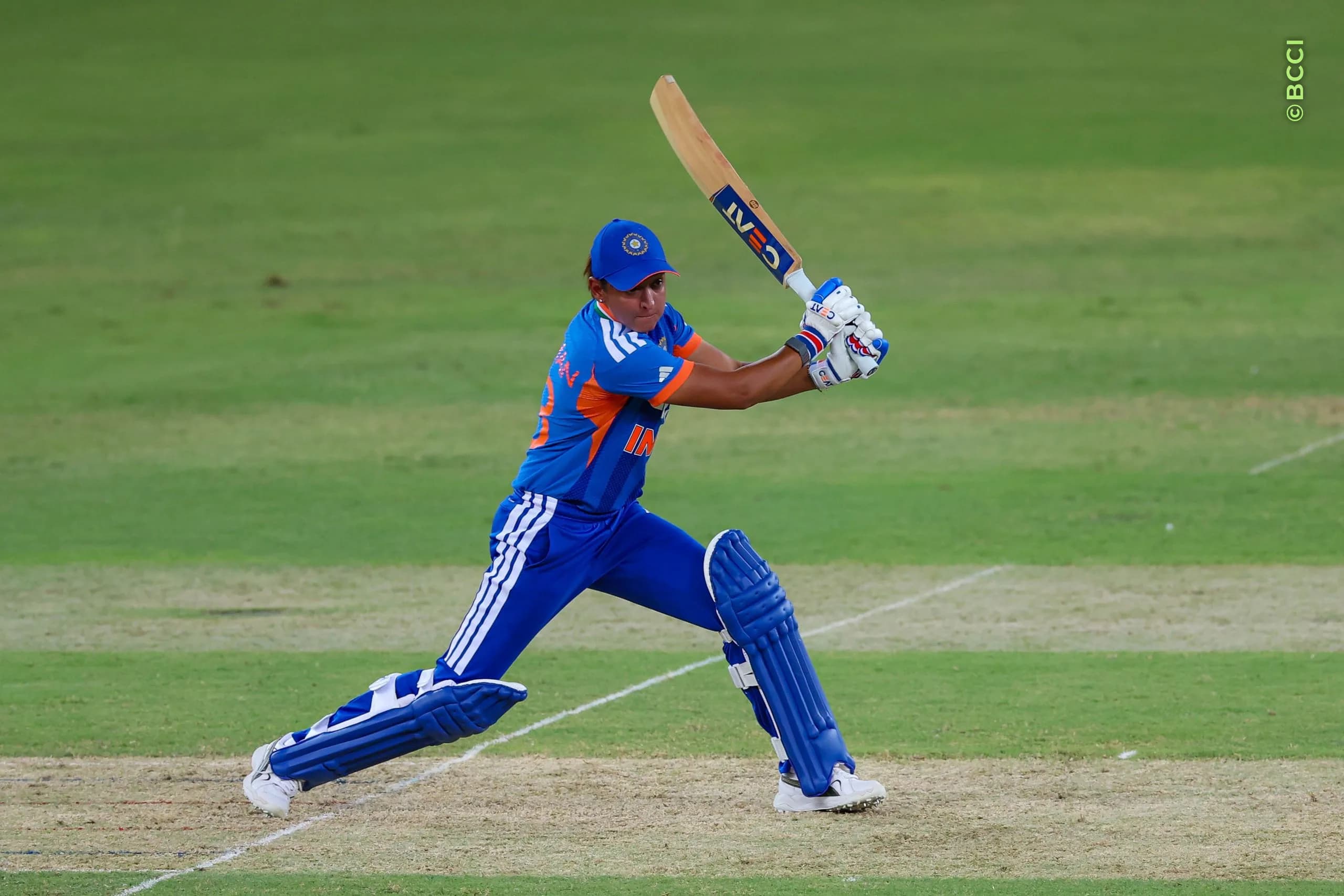 Harmanpreet Kaur, Captain of India plays a shot during the presentation of the Match 3 of the DP World Womenâs T20 Asia Cup 2026 between India and Thailand at Dubai International Cricket Stadium, Dubai, United Arab Emirates, on August 30, 2026.