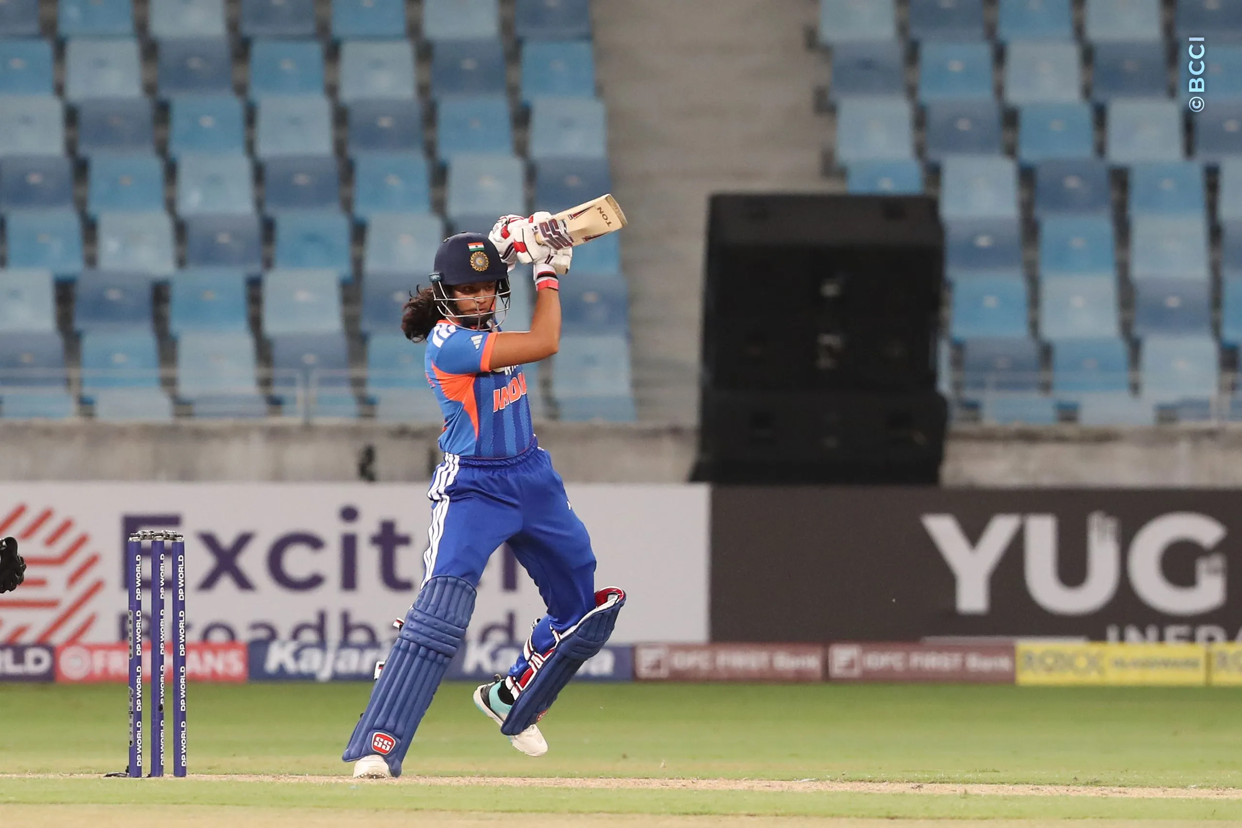 Pratika Rawal of India during Match 3 of the DP World Womenâs T20 Asia Cup 2026 between India and Thailand at Dubai International Cricket Stadium, Dubai, United Arab Emirates, on August 30, 2026.

Photo by Satish Kumar / CREIMAS for BCCI