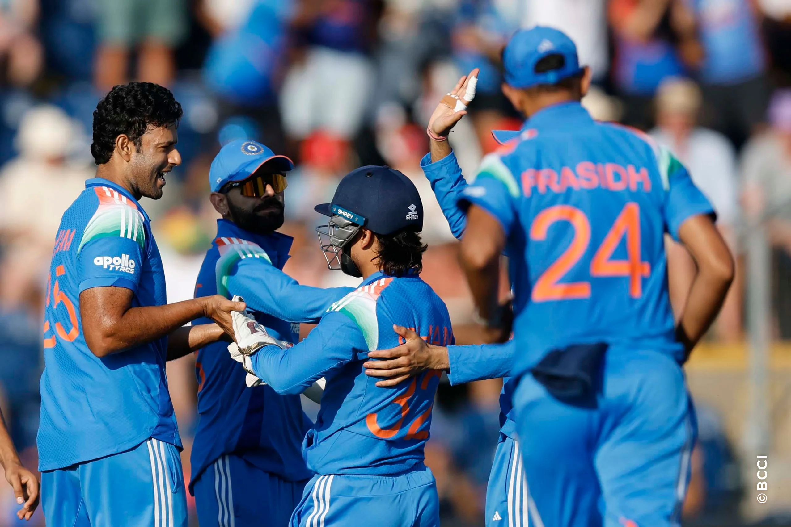 Shivam Dube of India celebrates the wicket of Sam Curran during the 2nd ODI match between England and India at the Sophia Gardens, Cardiff, Wales on July 16, 2026.Photo: Deepak Malik / CREIMAS for BCCI
