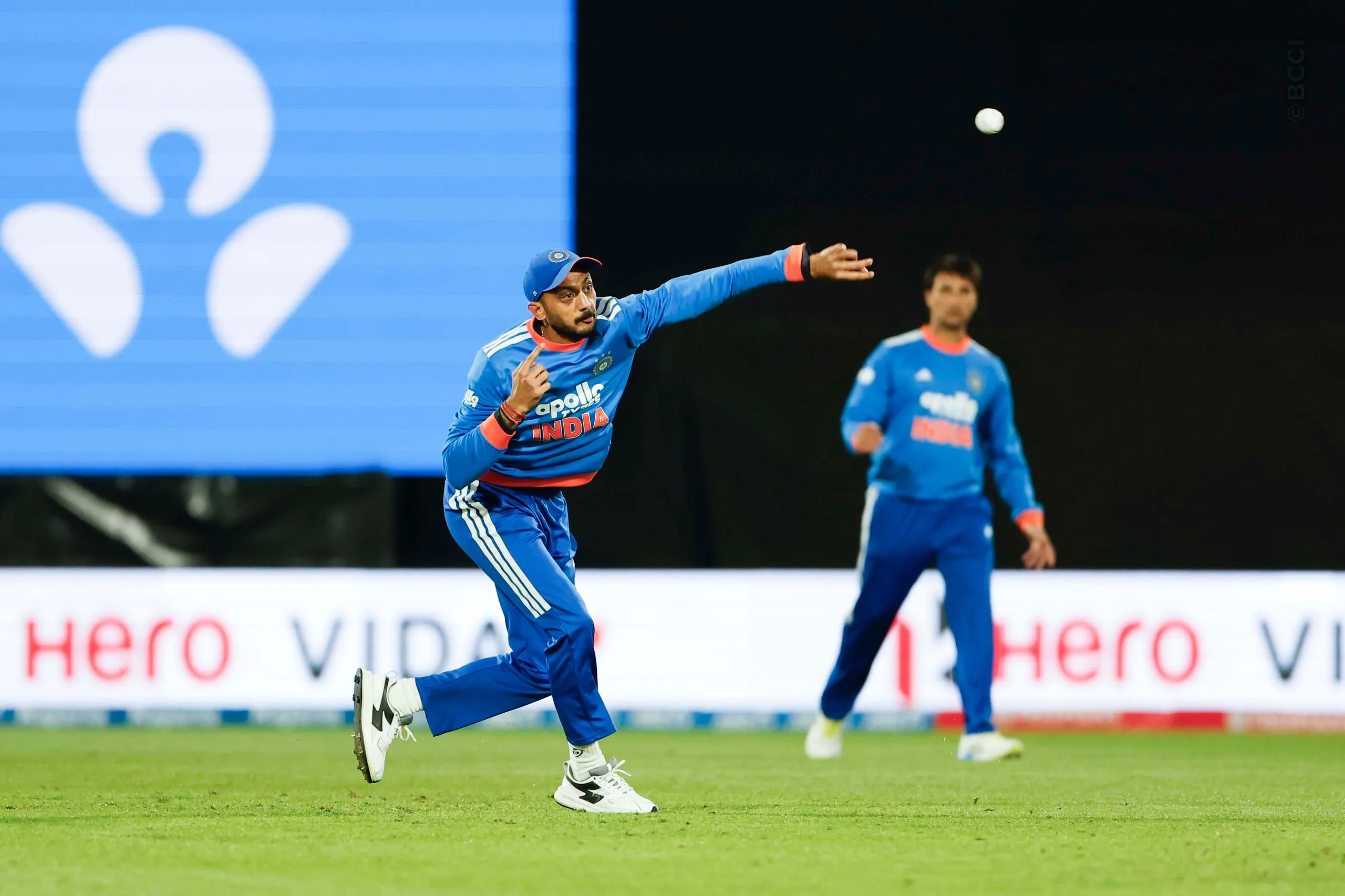Axar Patel of India  during the 3rd T20I match between New Zealand and India at the Hnry Stadium, Wellington, New Zealand on October 27, 2026.Photo: Surjeet Yadav / CREIMAS for BCCI