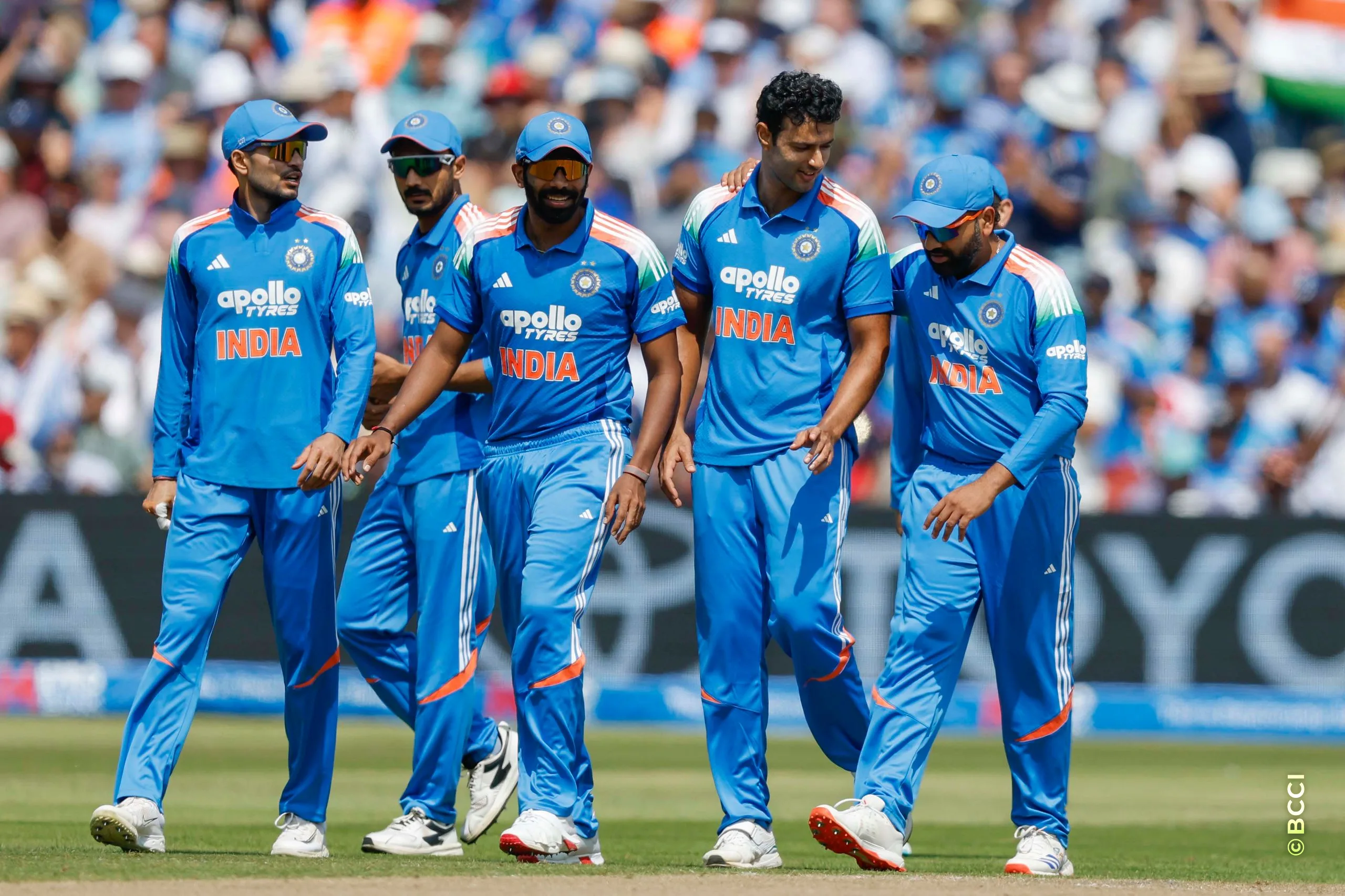Shivam Dube of India celebrates the wicket of Will Jacks during the 1st ODI match between England and India at the Edgbaston, Birmingham, England on July 14, 2026.Photo: Deepak Malik / CREIMAS for BCCI