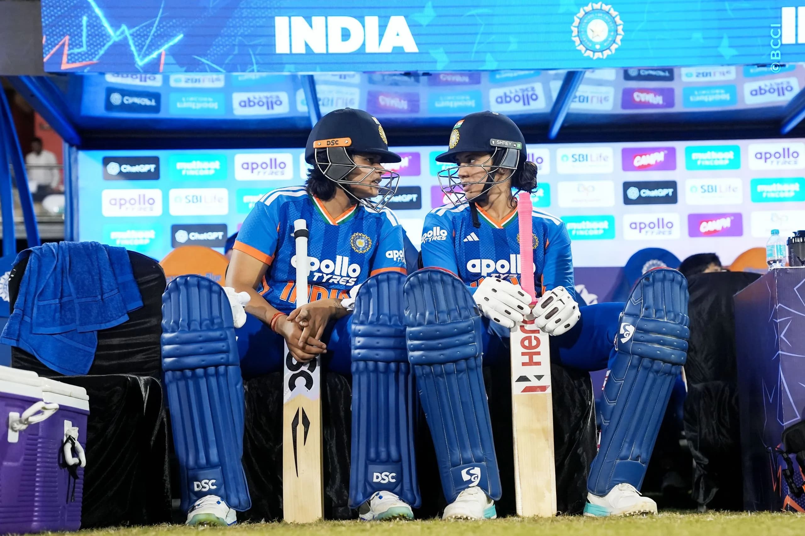 Smriti Mandhana (C) of India and Shafali Verma (VC) of India during the 2nd T20I match between India Women and Zimbabwe Women at the Shaheed Veer Narayan Singh International Stadium, Raipur, India on October 18, 2026.Photo: Faheem Hussain / CREIMAS for BCCI