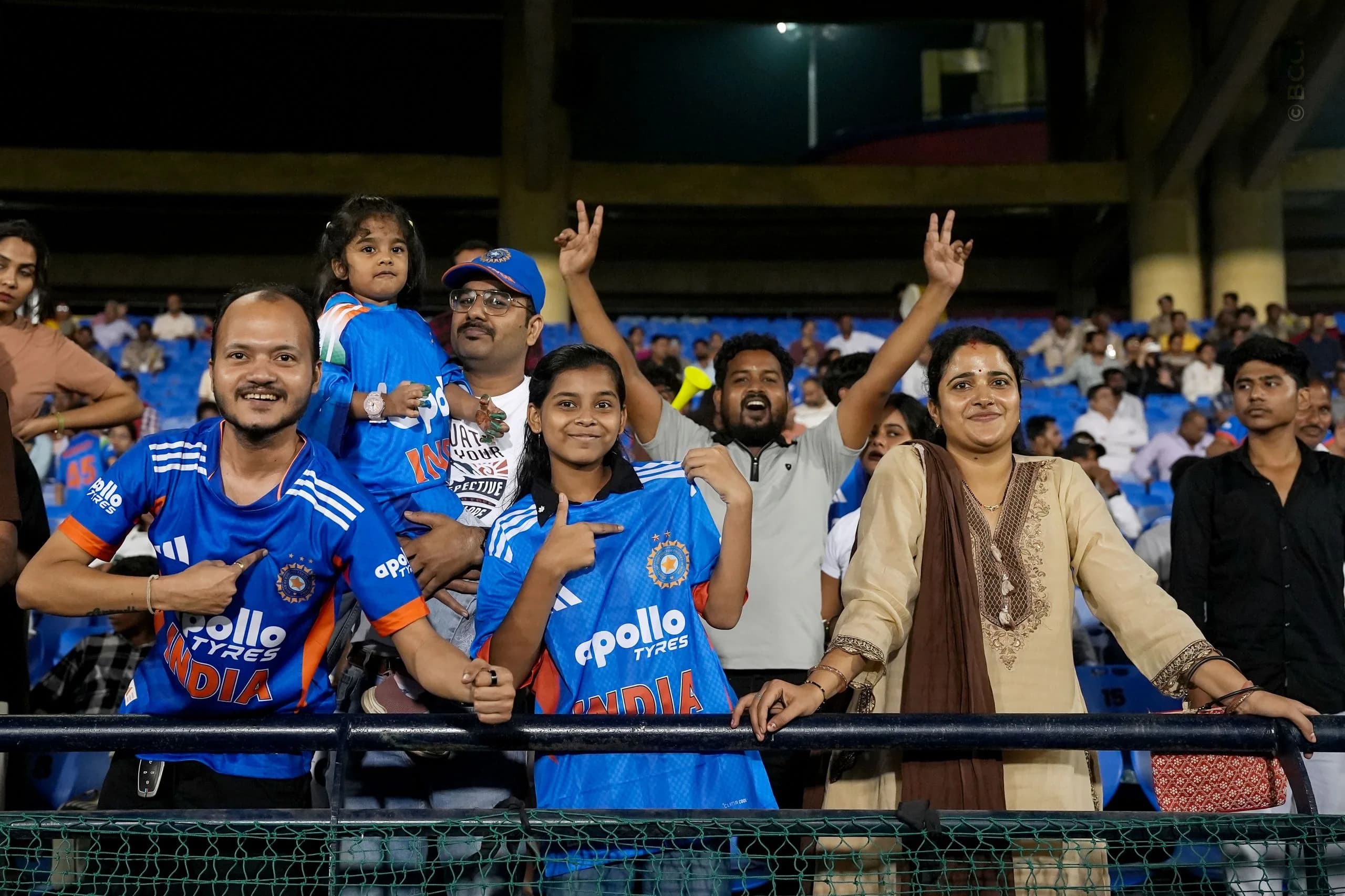 Fans during the 2nd T20I match between India Women and Zimbabwe Women at the Shaheed Veer Narayan Singh International Stadium, Raipur, India on October 18, 2026.Photo: Faheem Hussain / CREIMAS for BCCI