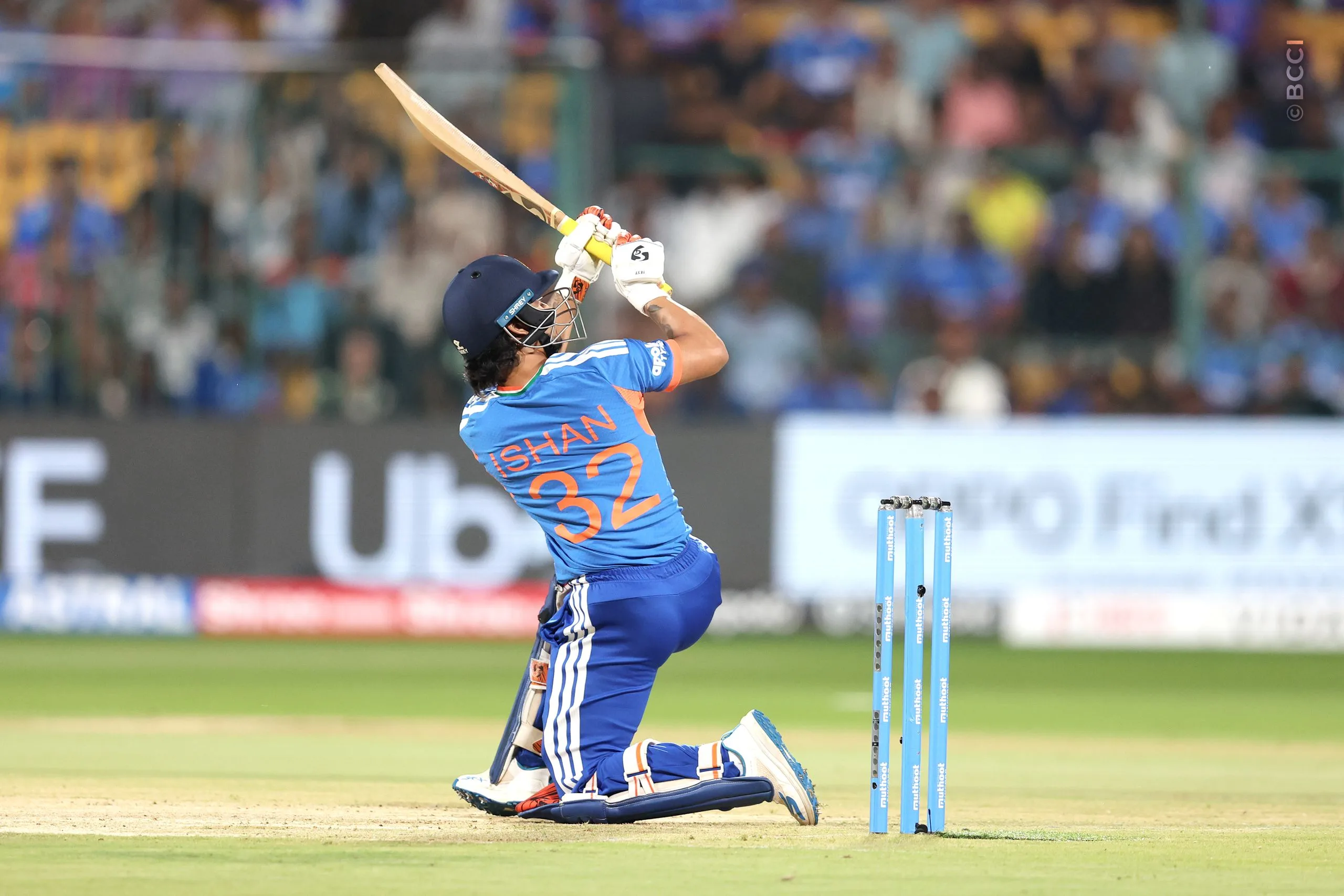 Ishan Kishan of India plays a shot during the 5th T20I match between India and West Indies at the M.Chinnaswamy Stadium, Bengaluru, India on October 17, 2026.Photo: Pankaj Nangia / CREIMAS for BCCI