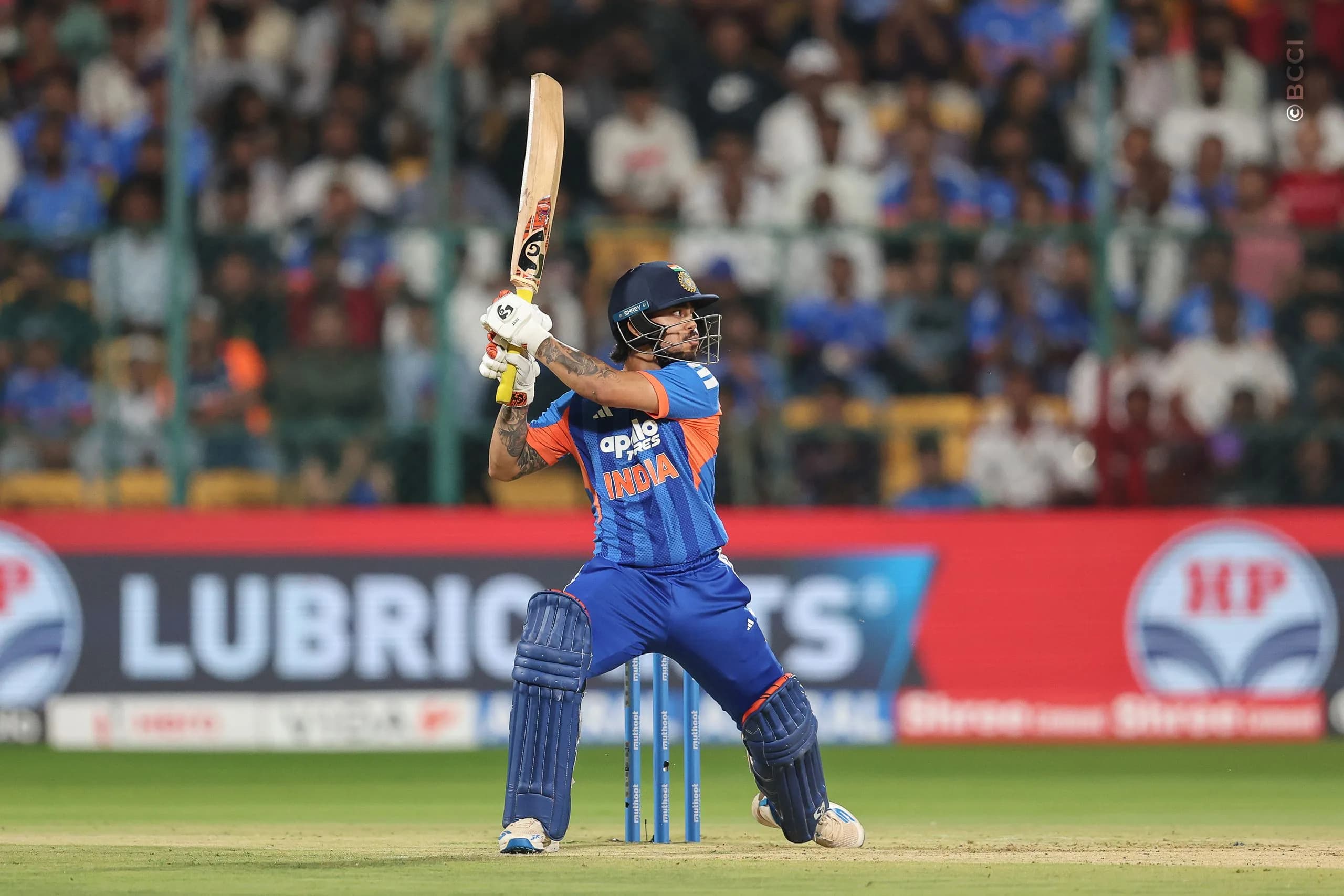 Ishan Kishan of India plays a shot during the 5th T20I match between India and West Indies at the M.Chinnaswamy Stadium, Bengaluru, India on October 17, 2026.Photo: Pankaj Nangia / CREIMAS for BCCI