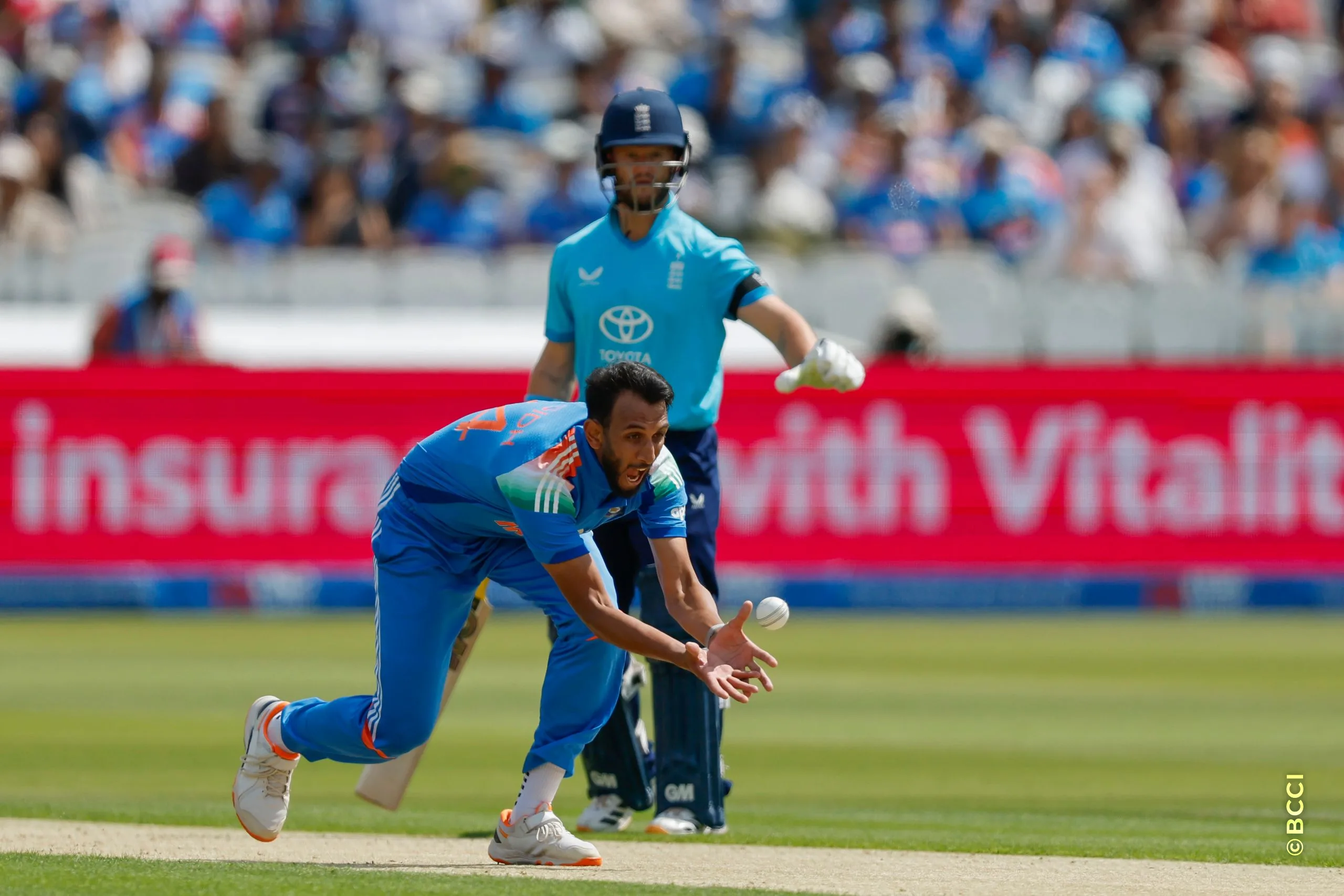Prasidh Krishna of India in action during the 3rd ODI International match between England and India at the Lord's Cricket Ground, London, England on July 19, 2026.Photo: Deepak Malik / CREIMAS for BCCI