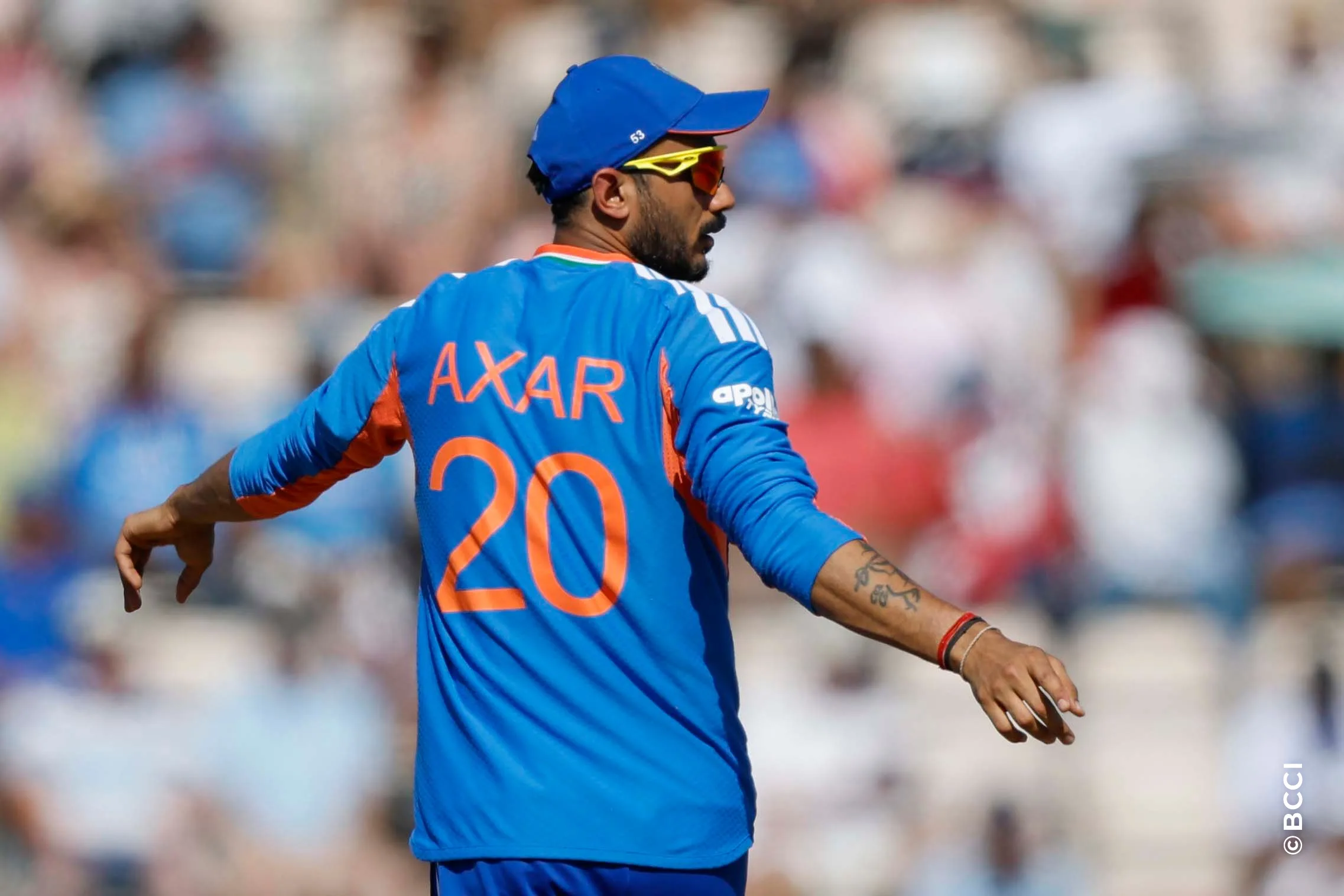 Axar Patel of India during the 5th T20 International match between England and India at The Rose Bowl, Southampton, England on July 11, 2026.Photo: Deepak Malik / CREIMAS for BCCI