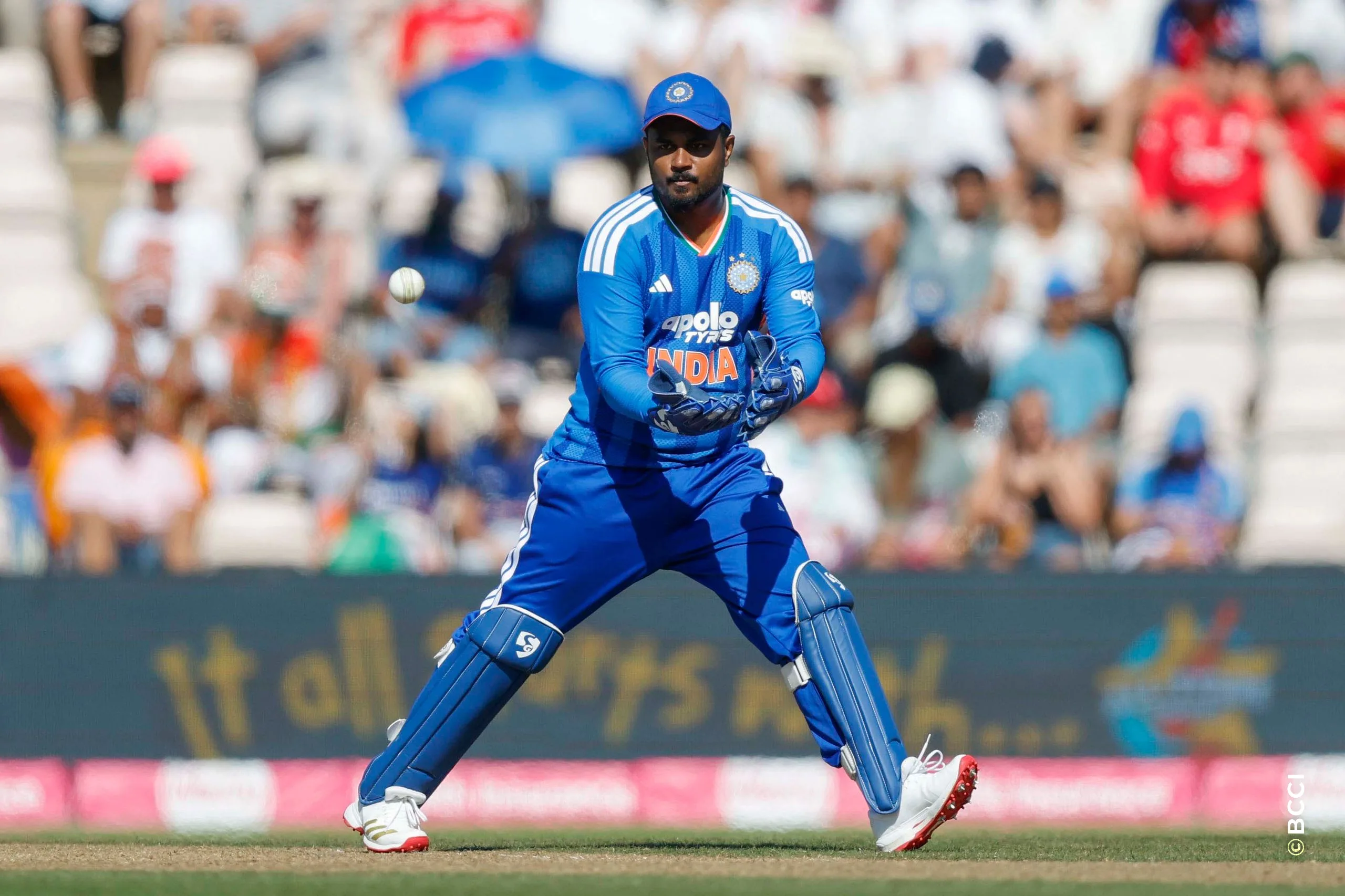 Sanju Samson of India during the 5th T20 International match between England and India at The Rose Bowl, Southampton, England on July 11, 2026.Photo: Deepak Malik / CREIMAS for BCCI