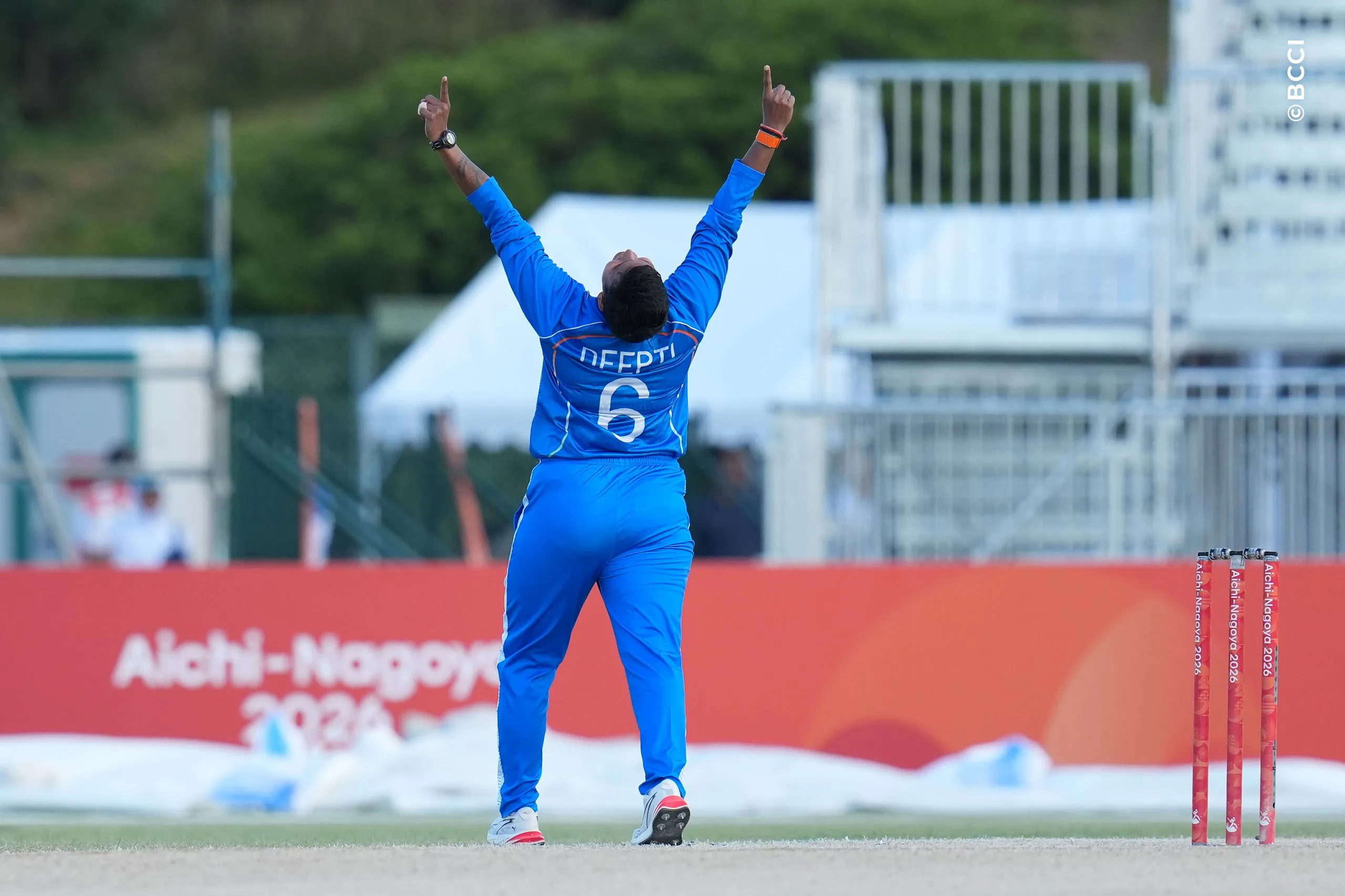 Deepti Sharma of India  celebrates the wicket of Chamari Athapaththu of Sri Lanka  during the The Final match between Sri Lanka Women and India Women at Korogi Sports Park, Nisshin, Japan, on September 22, 2026.

Photo: CREIMAS for BCCI
