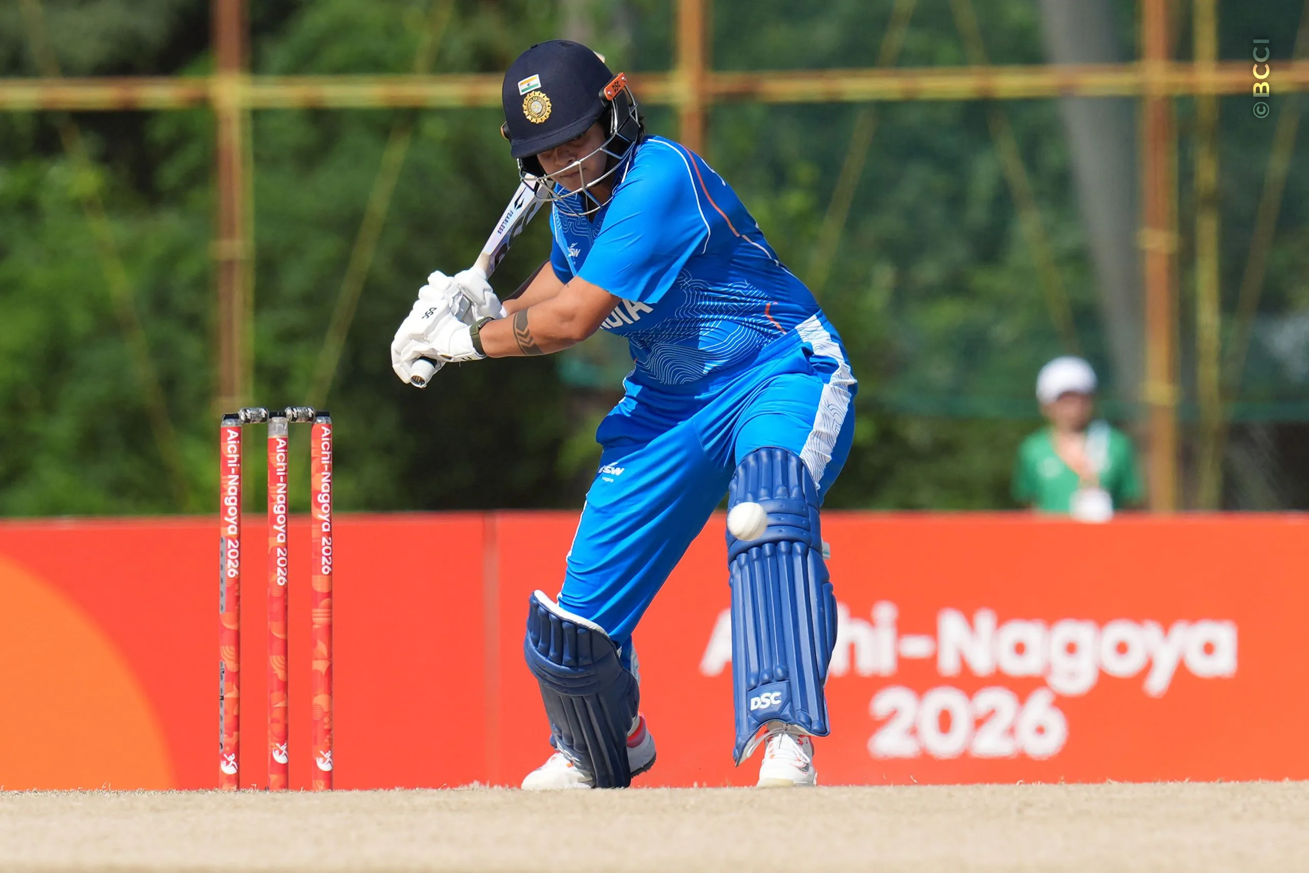 Shafali Verma of India plays a shot during the The Final match between Sri Lanka Women and India Women at Korogi Sports Park, Nisshin, Japan, on September 22, 2026.

Photo: CREIMAS for BCCI