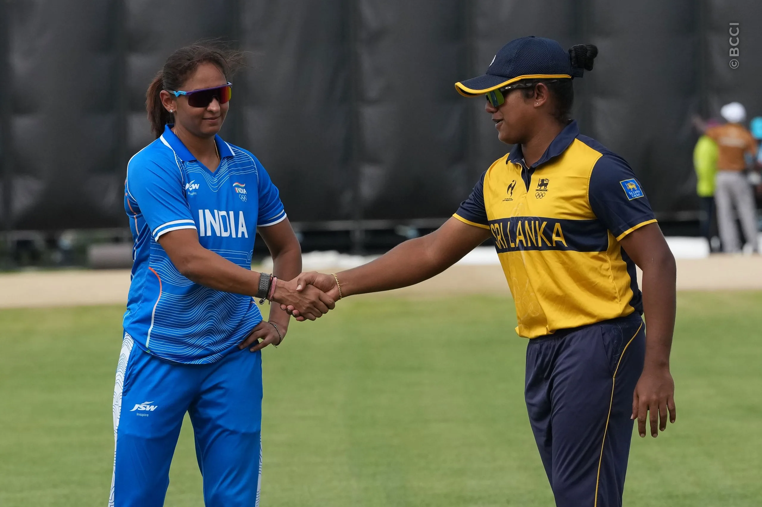 Harmanpreet Kaur of India and Chamari Athapaththu of Sri Lanka  at the toss during the The Final match between Sri Lanka Women and India Women at Korogi Sports Park, Nisshin, Japan, on September 22, 2026.

Photo: CREIMAS for BCCI