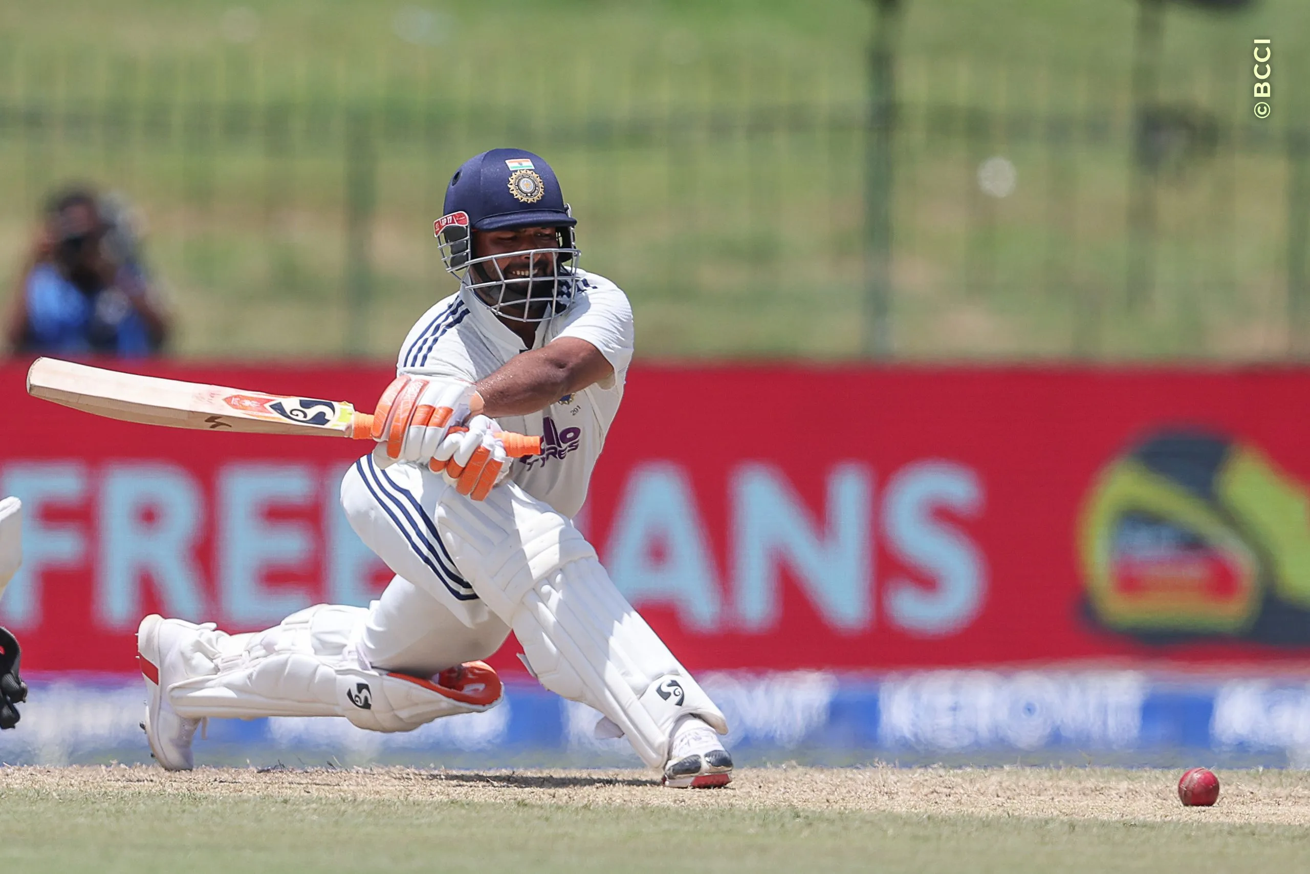 Rishabh Pant of India plays a shot during Day 2 of the 2nd Test match between Sri Lanka and India at the Sinhalese Sports Club Ground, Colombo, Sri Lanka, on August 24, 2026.


Photo by Pankaj Nangia / CREIMAS for BCCI