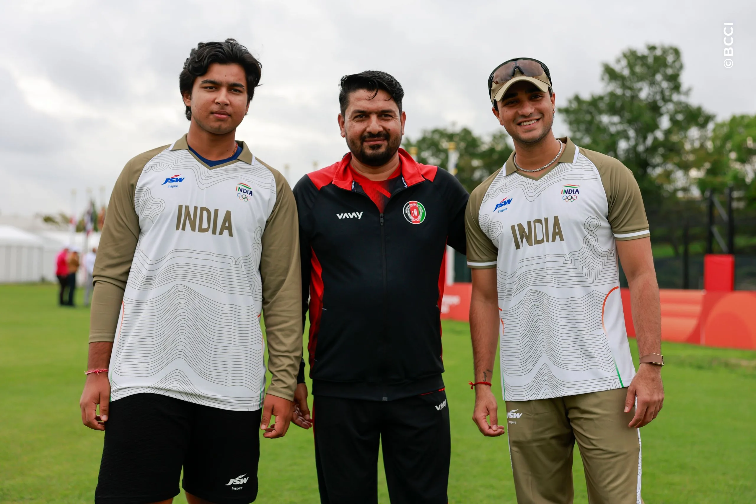 Vaibhav Sooryavanshi and Abhishek Sharma of India during the Quarter-Final match between the India and the Afghanistan at Korogi Sports Park, Nisshin, Japan, on September 28, 2026.

Photo:  Deepak Malik / CREIMAS for BCCI