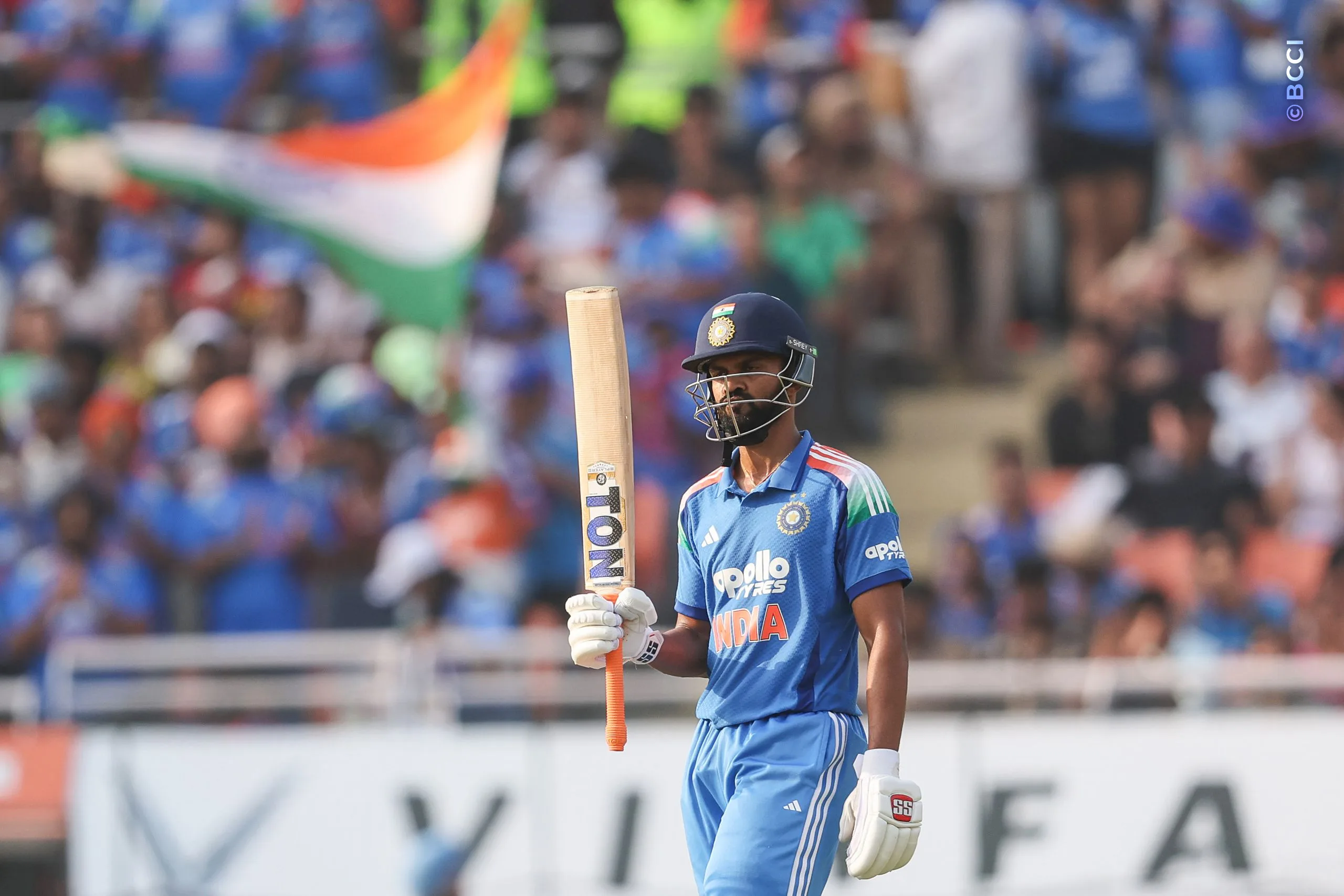 Ruturaj Gaikwad of India celebrates after scoring a fifty during the 3rd ODI match between India and West Indies at the PCA International Cricket Stadium, Ground A, New Chandigarh, India on October 3, 2026.

Photo: Pankaj Nangia / CREIMAS for BCCI