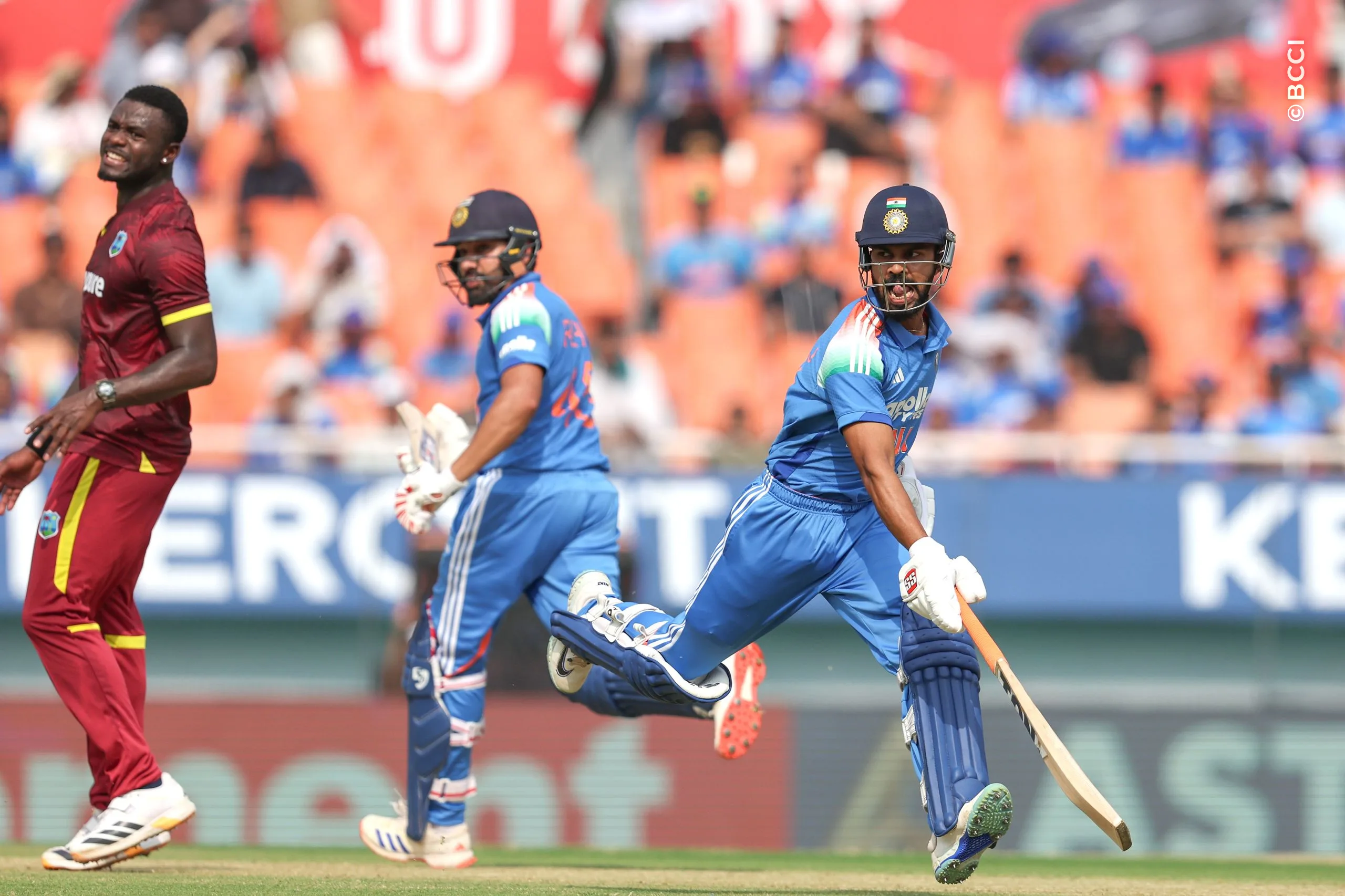 Rohit Sharma of India and Ruturaj Gaikwad of India  during the 3rd ODI match between India and West Indies at the PCA International Cricket Stadium, Ground A, New Chandigarh, India on October 3, 2026.

Photo: Pankaj Nangia / CREIMAS for BCCI
