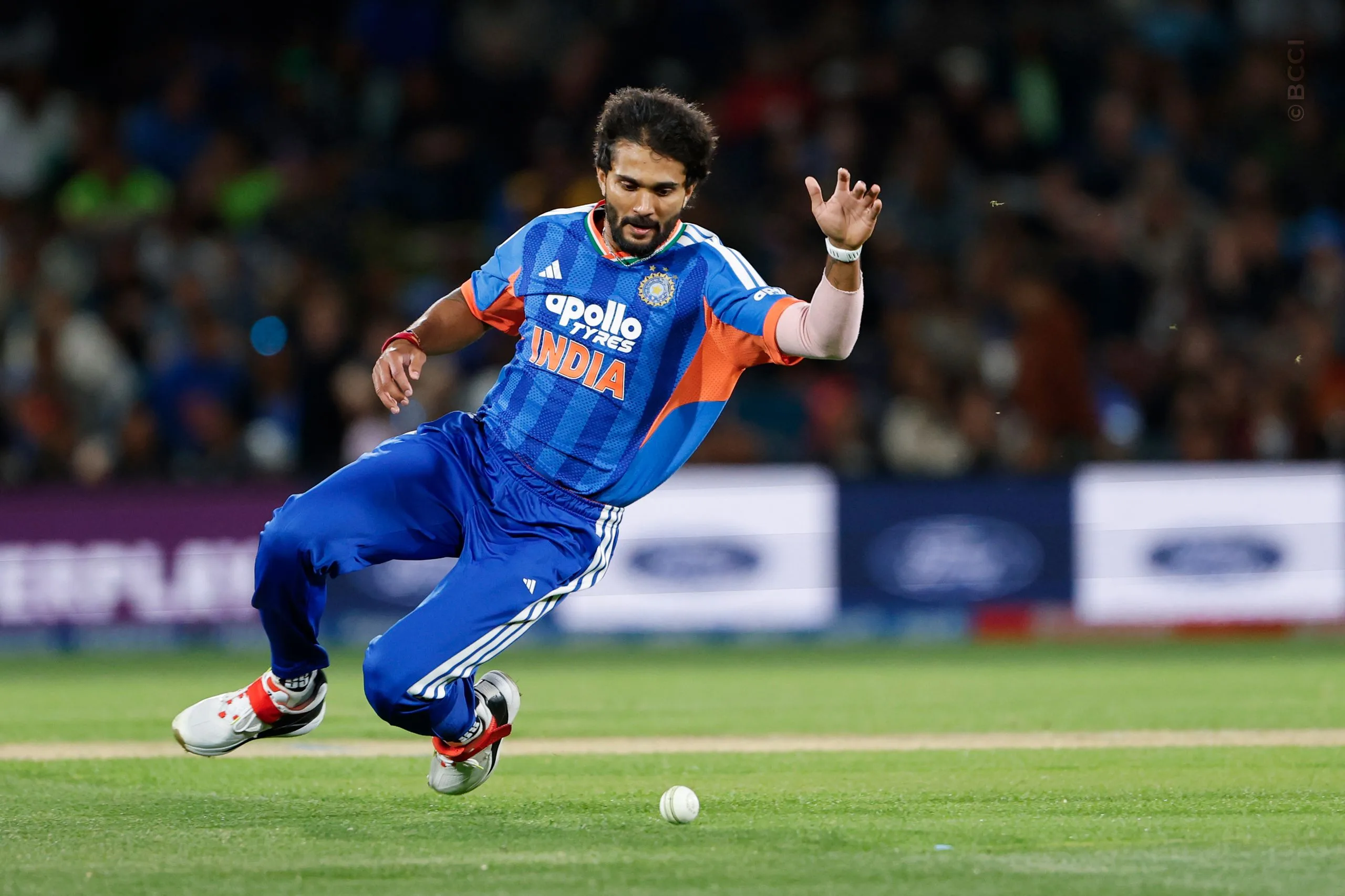 Nitish Kumar Reddy of India during the 1st T20I match between New Zealand and India at the Hagley Oval, Christchurch, New Zealand on October 22, 2026.Photo: Surjeet Yadav / CREIMAS for BCCI