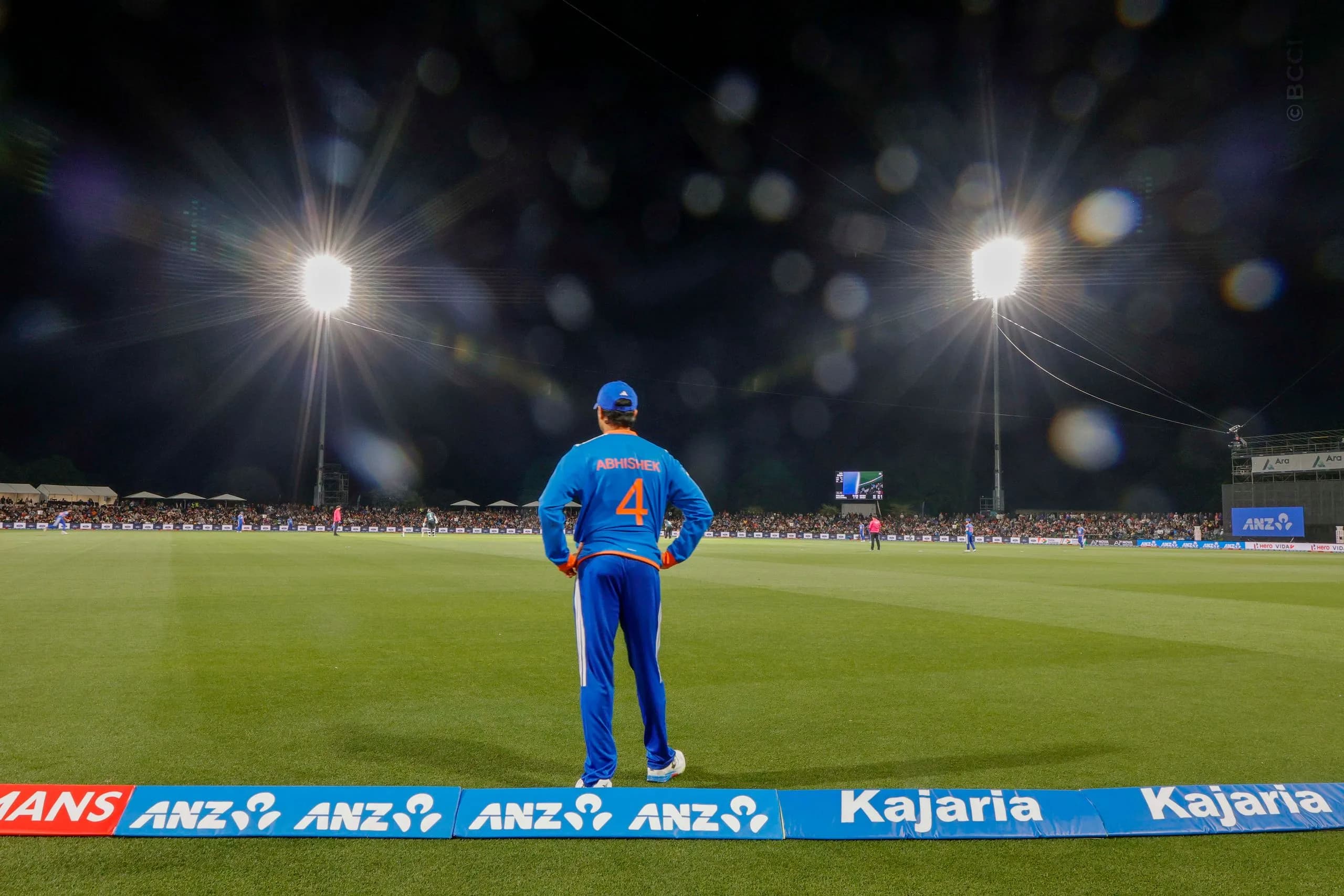 Abhishek Sharma of India during the 1st T20I match between New Zealand and India at the Hagley Oval, Christchurch, New Zealand on October 22, 2026.Photo: Surjeet Yadav / CREIMAS for BCCI