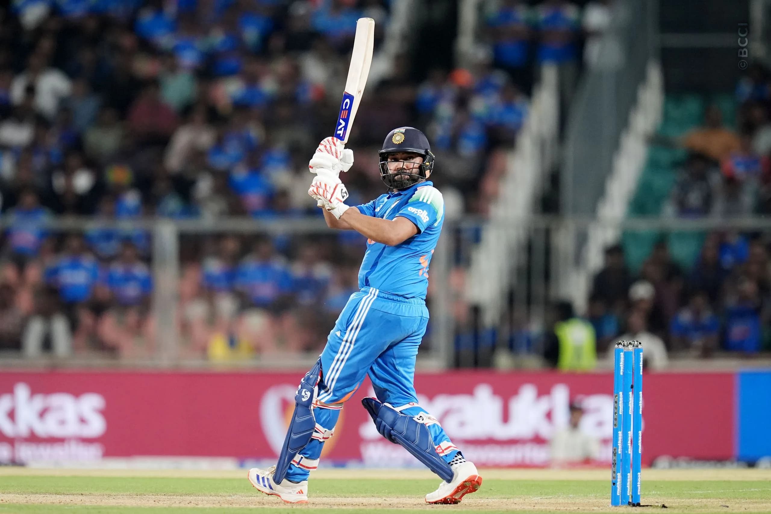 Rohit Sharma of India plays a shot during the 1st ODI match between India and West Indies at the Sports Hub International Cricket Stadium, Thiruvananthapuram India on September 27, 2026.

Photo: Faheem Hussain / CREIMAS for BCCI