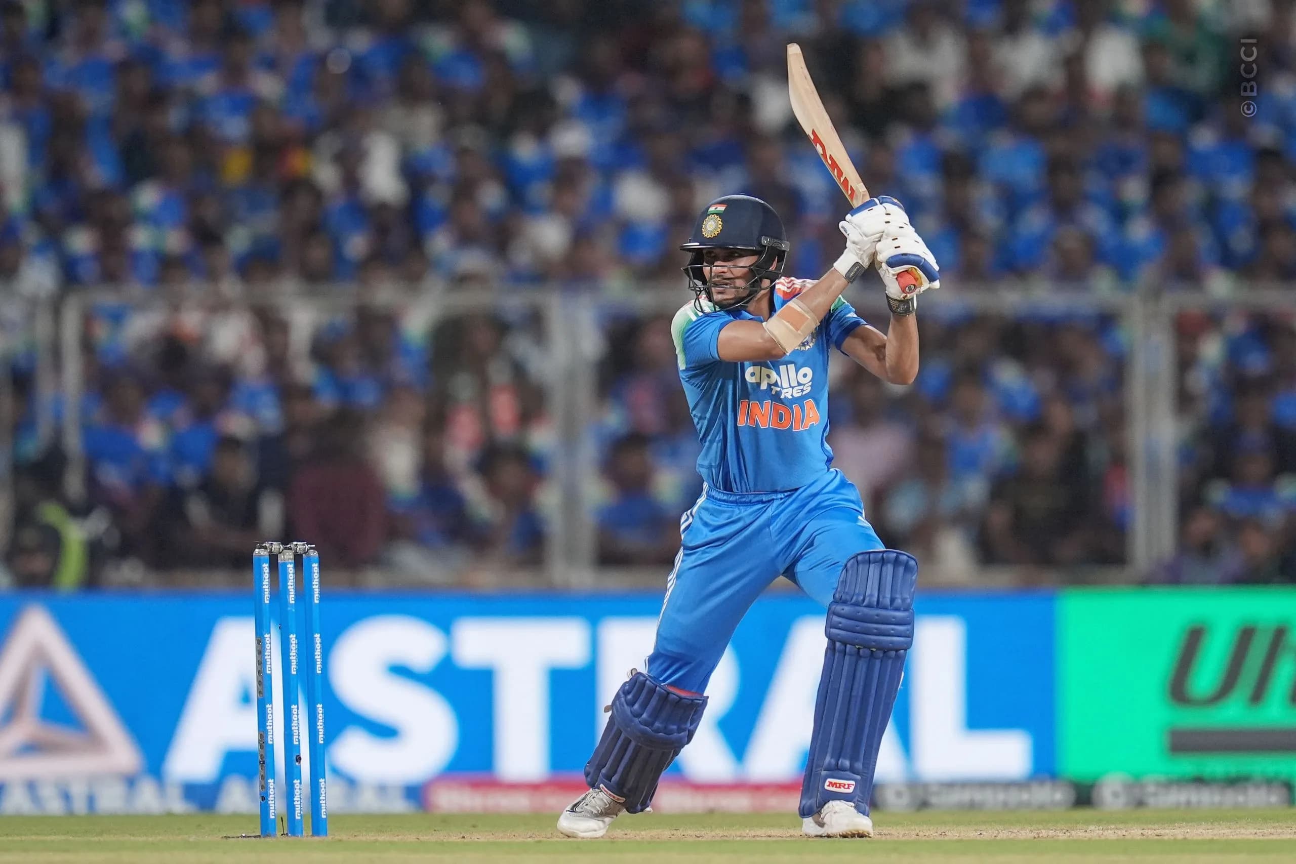 Shubman Gill of India plays a shot during the 1st ODI match between India and West Indies at the Sports Hub International Cricket Stadium, Thiruvananthapuram India on September 27, 2026.

Photo: Faheem Hussain / CREIMAS for BCCI