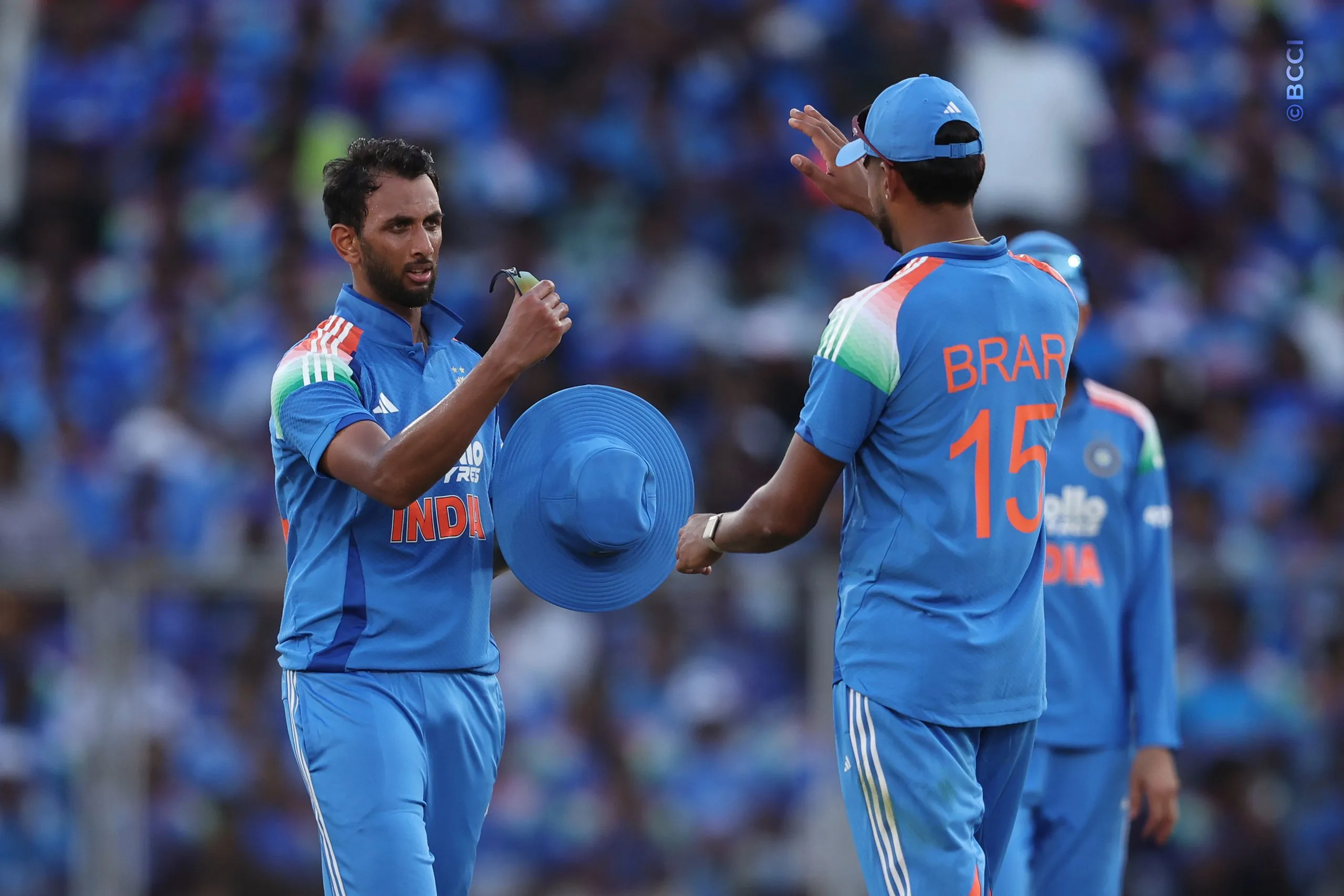 during the 1st ODI match between India and West Indies at the Sports Hub International Cricket Stadium, Thiruvananthapuram India on September 27, 2026.

Photo: Pankaj Nangia / CREIMAS for BCCI