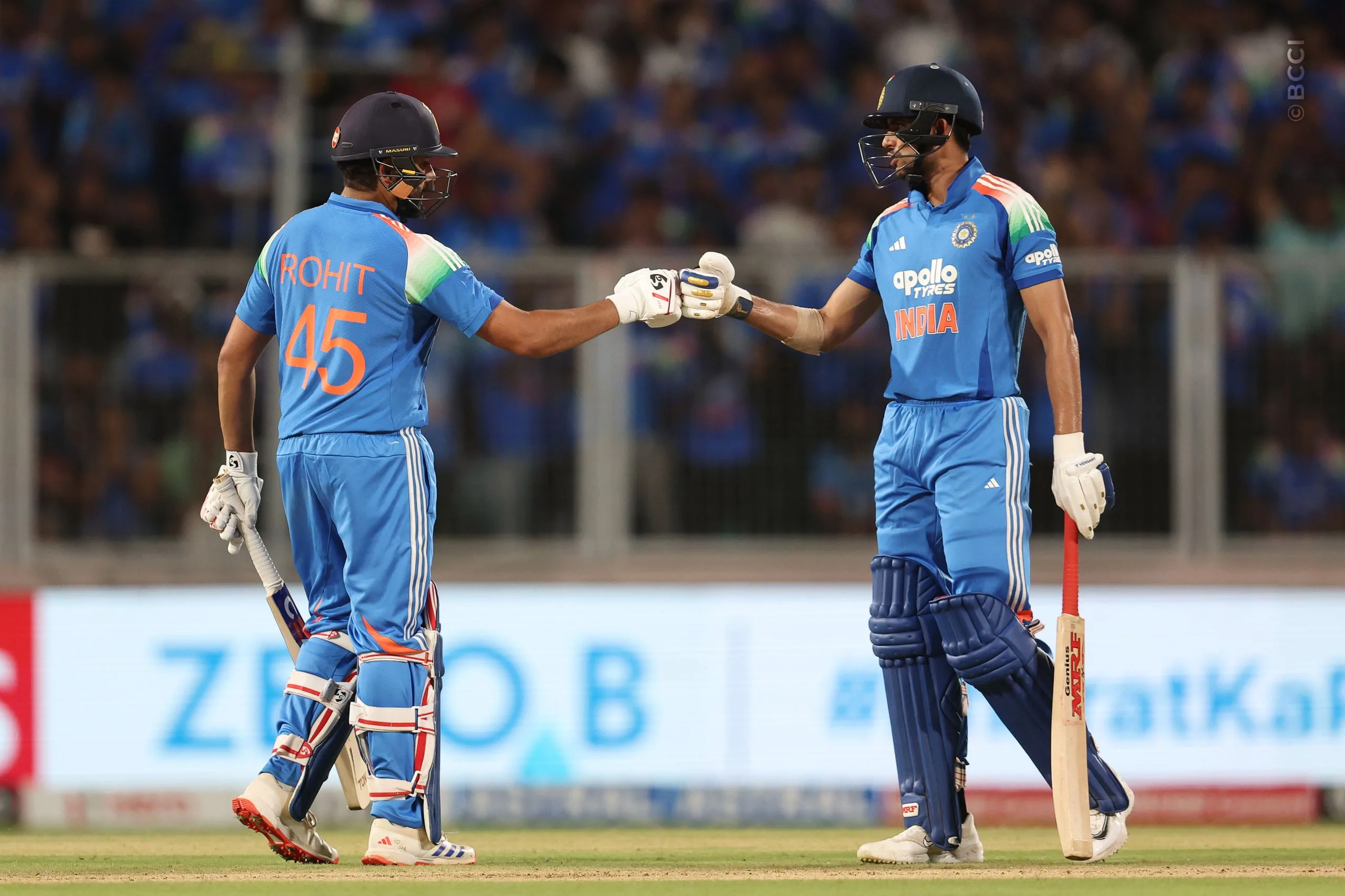 Shubman Gill of India  and Rohit Sharma of India during the 1st ODI match between India and West Indies at the Sports Hub International Cricket Stadium, Thiruvananthapuram India on September 27, 2026.

Photo: Pankaj Nangia / CREIMAS for BCCI