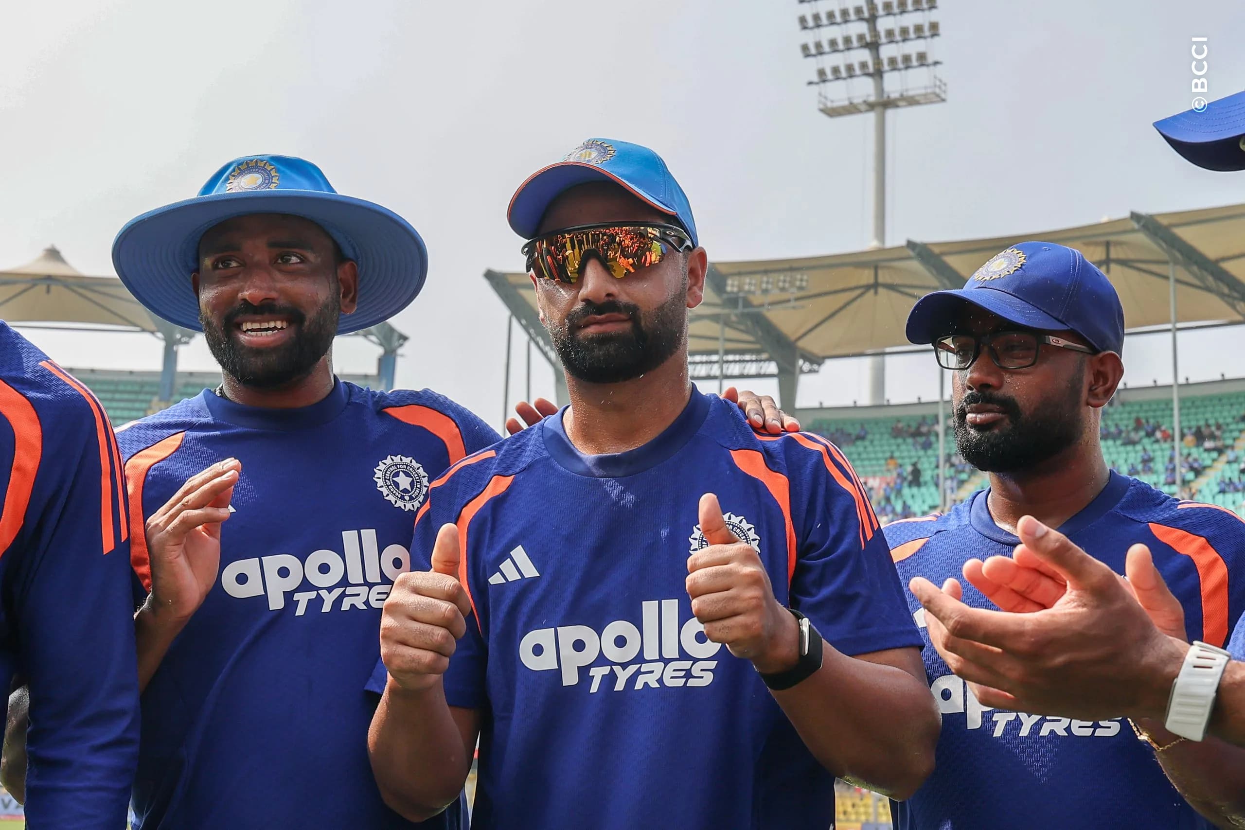 Auqib Nabi of India after his receiving debutant cap at the start of the 2nd ODI match between India and West Indies at the ACA Stadium, Barsapara, Guwahati, India on September 30, 2026.

Photo: Pankaj Nangia / CREIMAS for BCCI