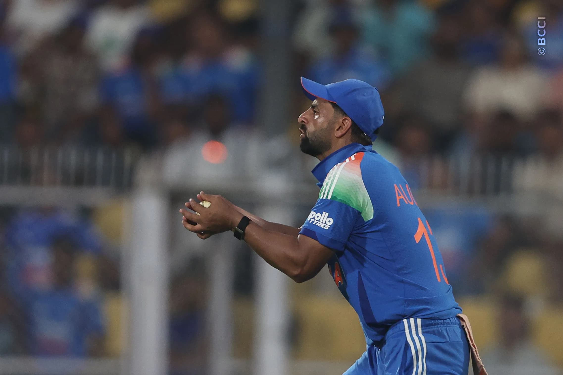 Auqib Nabi of Indiatakes a catch to dismiss  Shai Hope of West Indies during the 2nd ODI match between India and West Indies at the ACA Stadium, Barsapara, Guwahati, India on September 30, 2026.

Photo: Pankaj Nangia / CREIMAS for BCCI