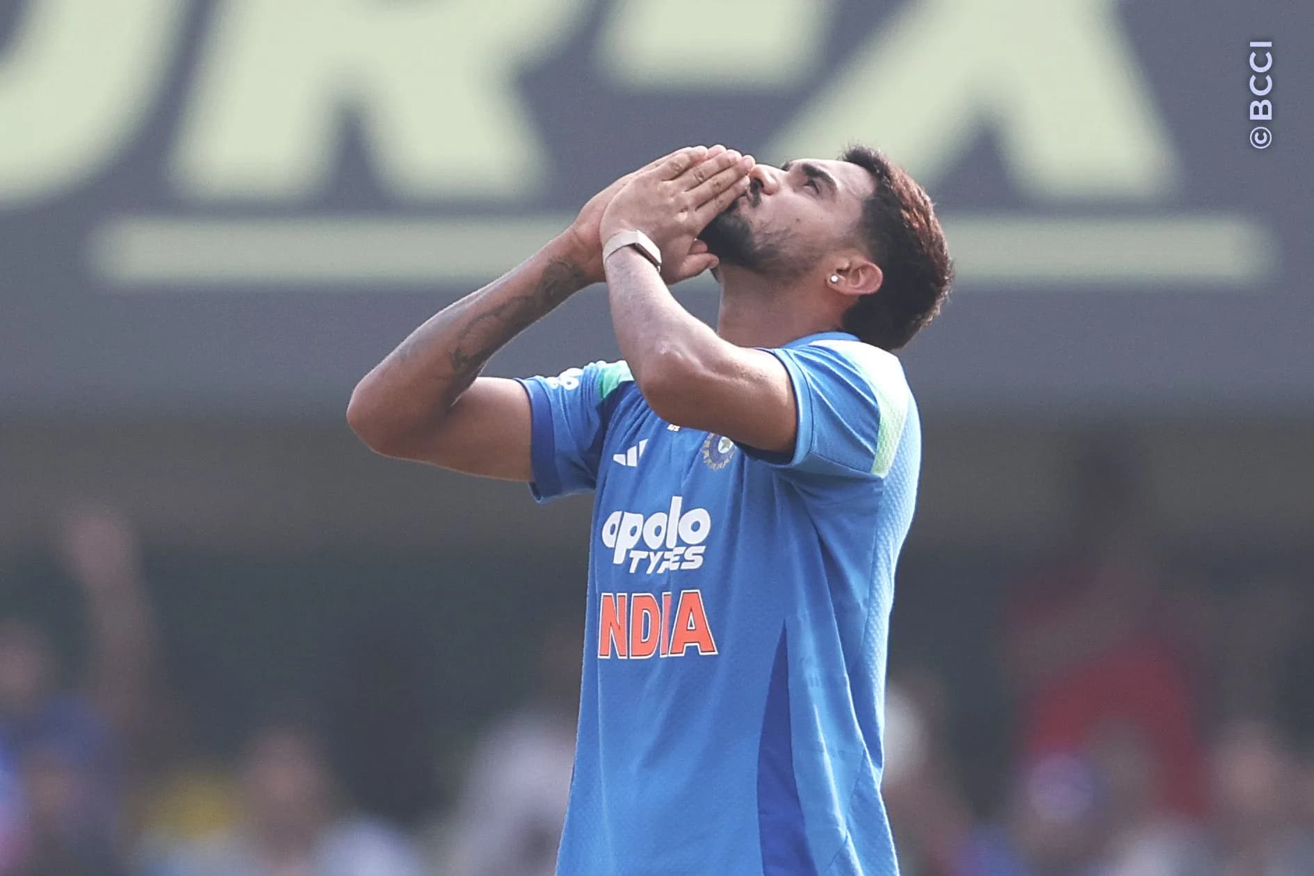 Gurnoor Brar of India celebrates the wicket of John Campbell of West Indies during the 2nd ODI match between India and West Indies at the ACA Stadium, Barsapara, Guwahati, India on September 30, 2026.

Photo: Pankaj Nangia / CREIMAS for BCCI