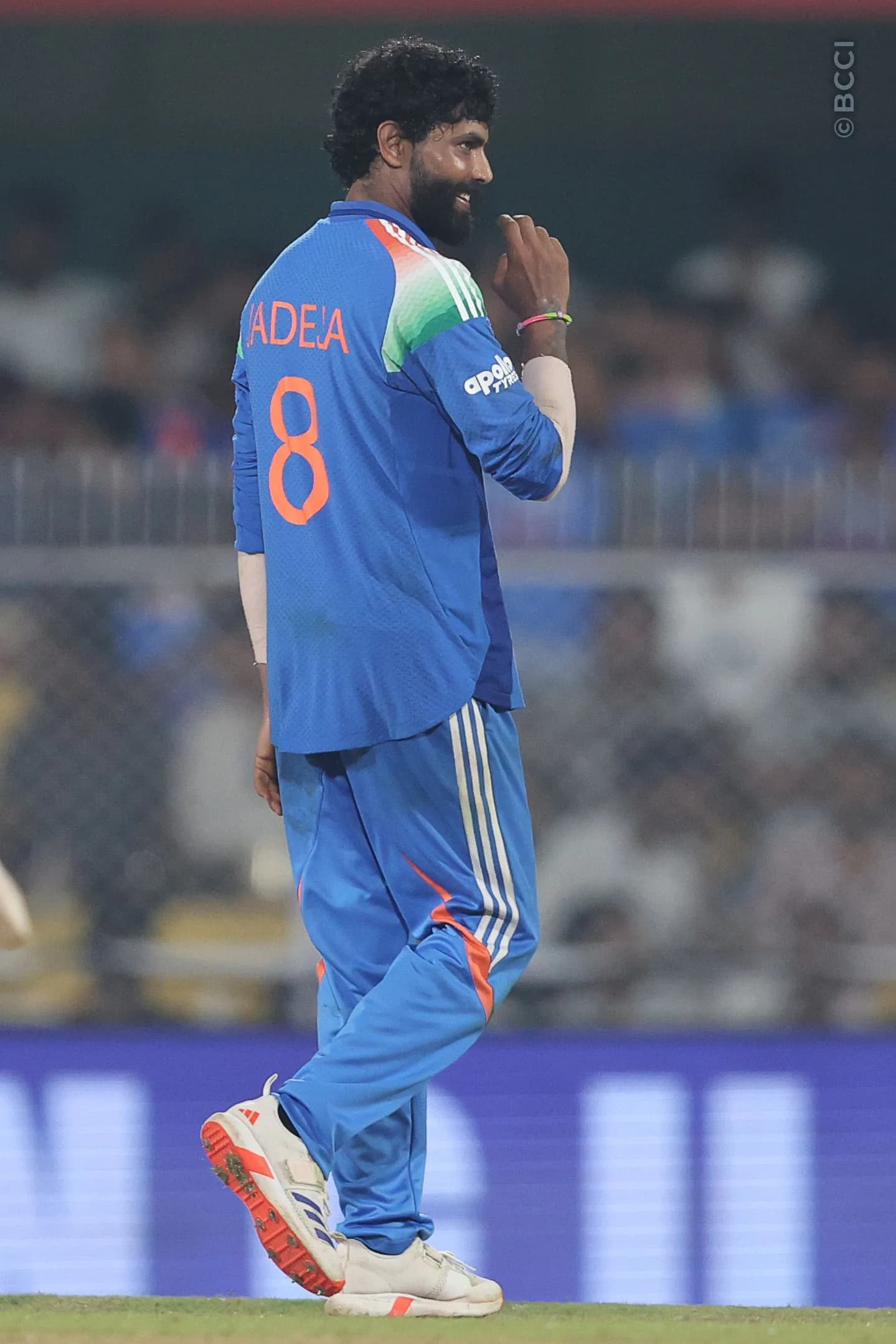 Ravindra Jadeja of India celebrates the wicket of Amir Jangoo of West Indies during the 2nd ODI match between India and West Indies at the ACA Stadium, Barsapara, Guwahati, India on September 30, 2026.

Photo: Pankaj Nangia / CREIMAS for BCCI