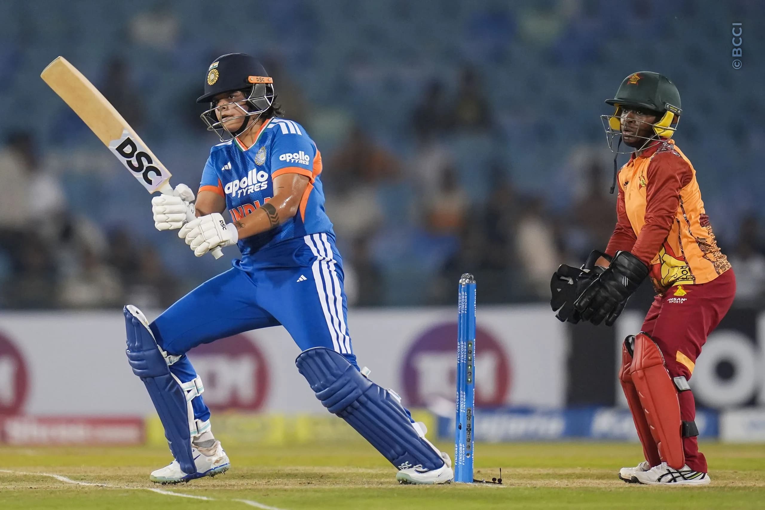 Shafali Verma (VC) of India during the 3rd T20I match between India Women and Zimbabwe Women at the Shaheed Veer Narayan Singh International Stadium, Raipur, India on October 20, 2026.Photo: Faheem Hussain / CREIMAS for BCCI