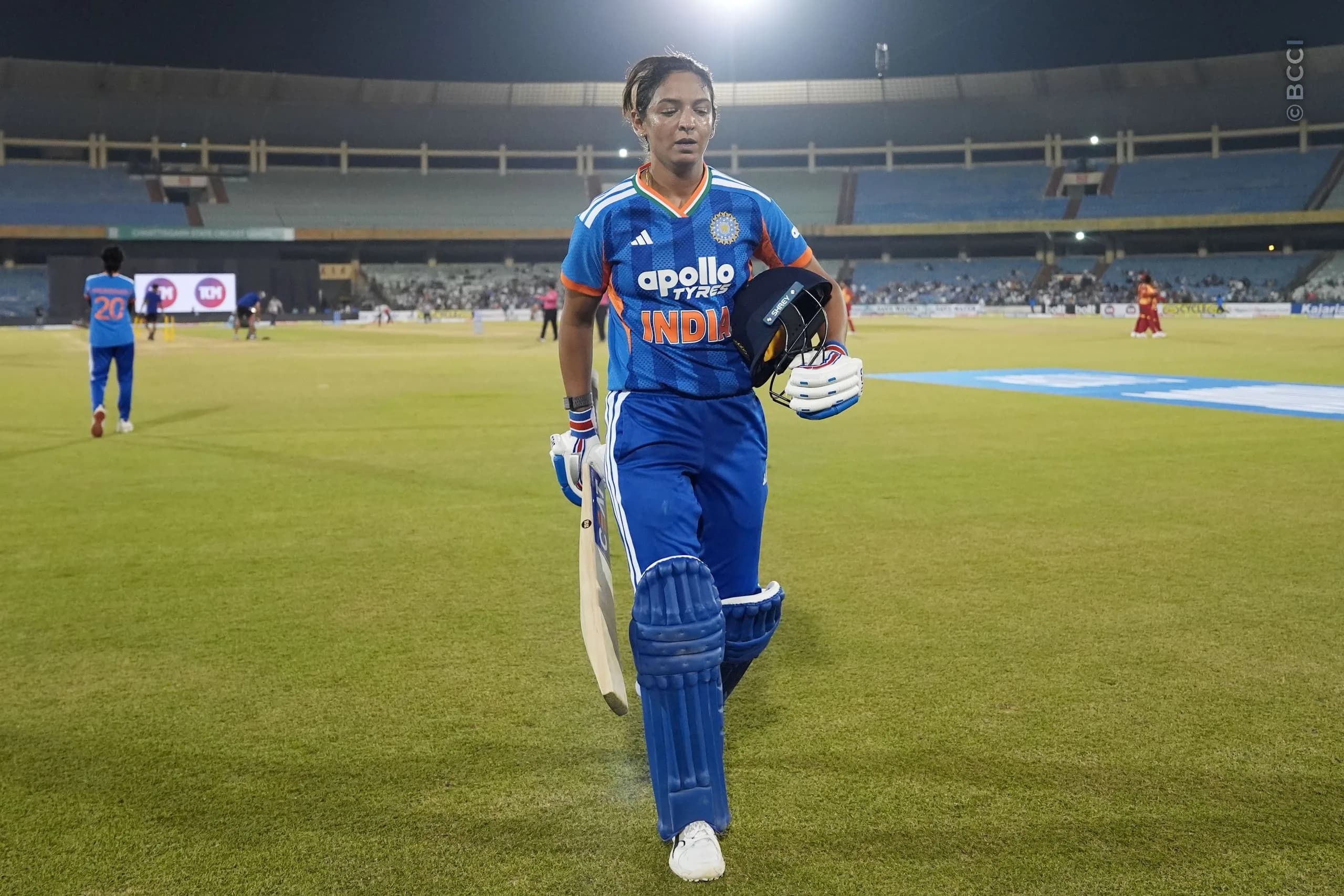 Harmanpreet Kaur of India during the 3rd T20I match between India Women and Zimbabwe Women at the Shaheed Veer Narayan Singh International Stadium, Raipur, India on October 20, 2026.Photo: Faheem Hussain / CREIMAS for BCCI