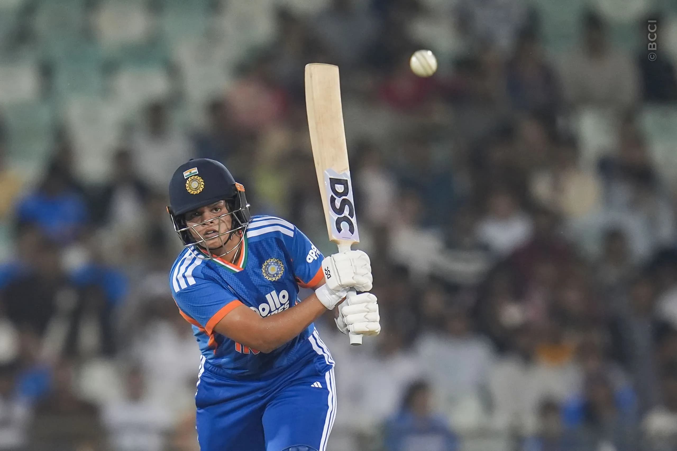 Shafali Verma (VC) of India during the 3rd T20I match between India Women and Zimbabwe Women at the Shaheed Veer Narayan Singh International Stadium, Raipur, India on October 20, 2026.Photo: Faheem Hussain / CREIMAS for BCCI