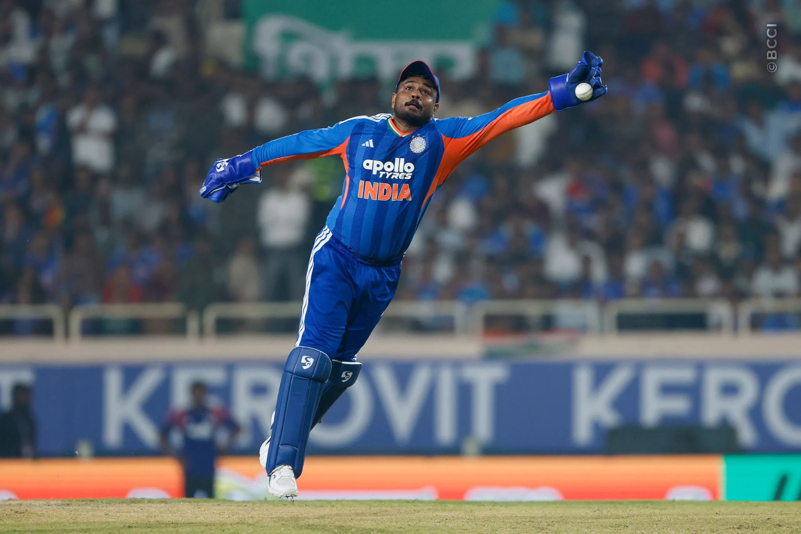 Sanju Samson of India  during the 2nd T20I match between India and West Indies at the JSCA International Stadium Complex, Ranchi, India on October 9, 2026.Photo: Surjeet Yadav / CREIMAS for BCCI