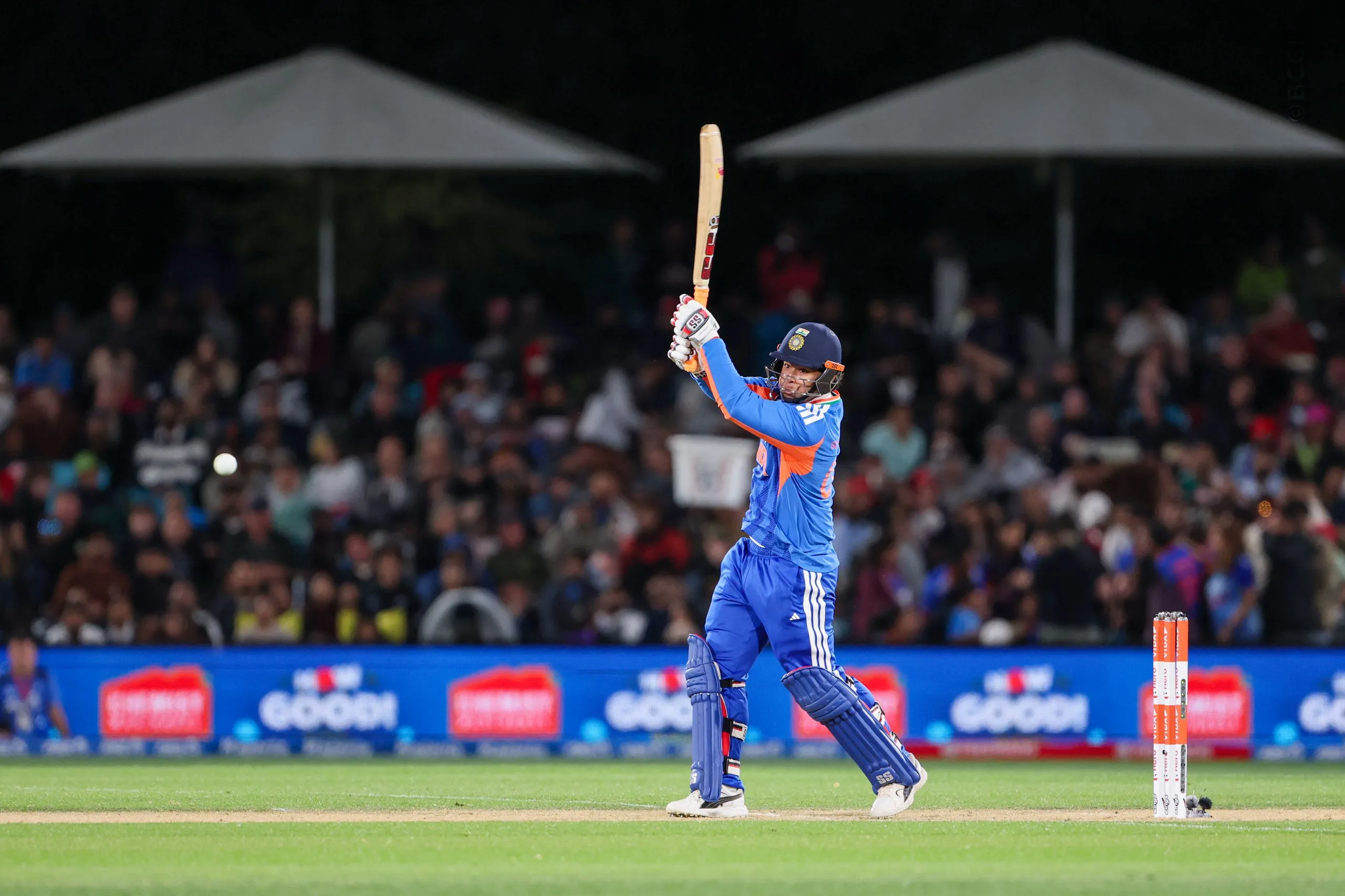 Vaibhav Sooryavanshi of India plays a shot during the 2nd T20I match between New Zealand and India at the Hagley Oval, Christchurch, New Zealand on October 24, 2026.Photo: Surjeet Yadav / CREIMAS for BCCI