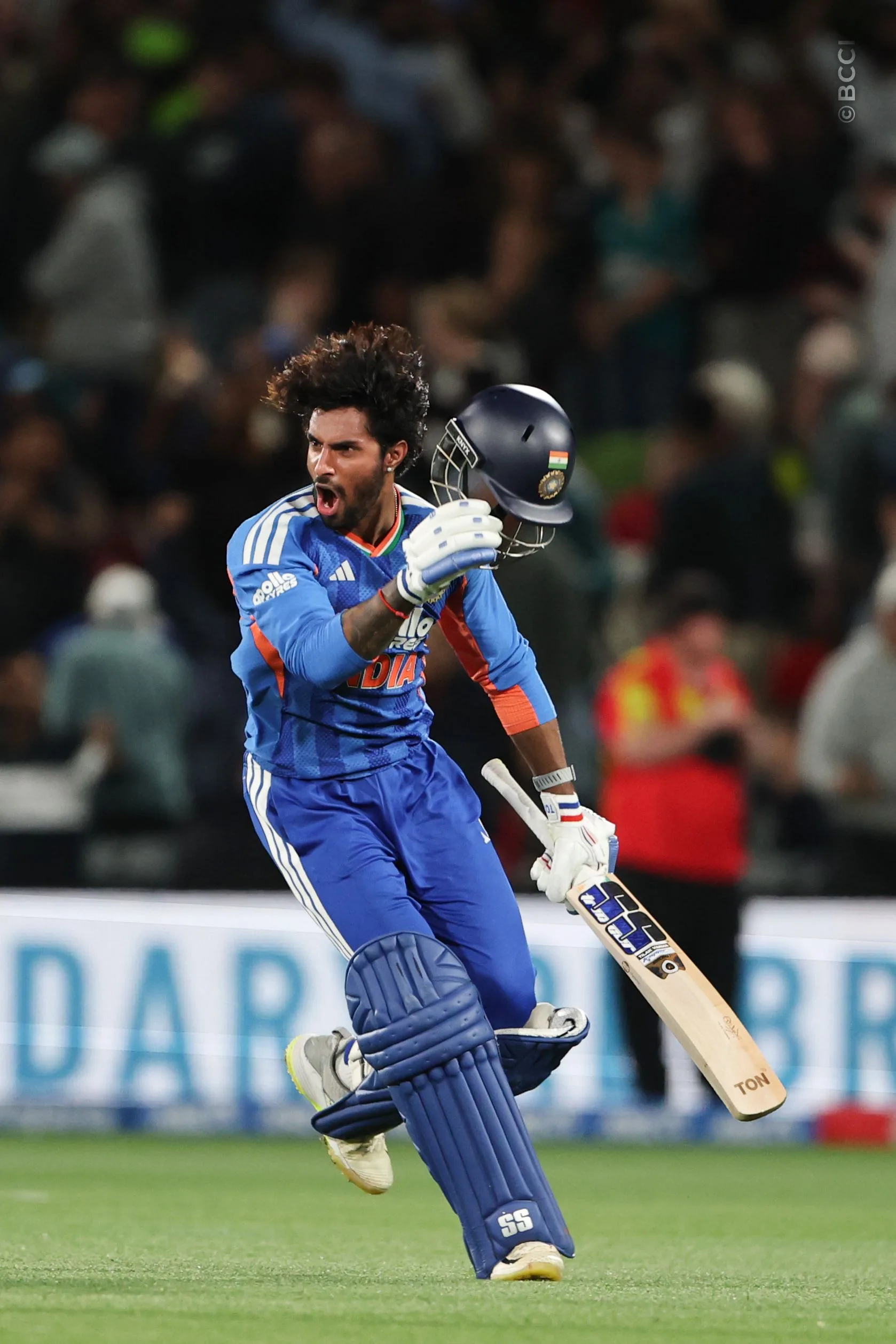 Tilak Varma of India celebrates the wicket of  after win the match during the 2nd T20I match between New Zealand and India at the Hagley Oval, Christchurch, New Zealand on October 24, 2026.Photo: Surjeet Yadav / CREIMAS for BCCI