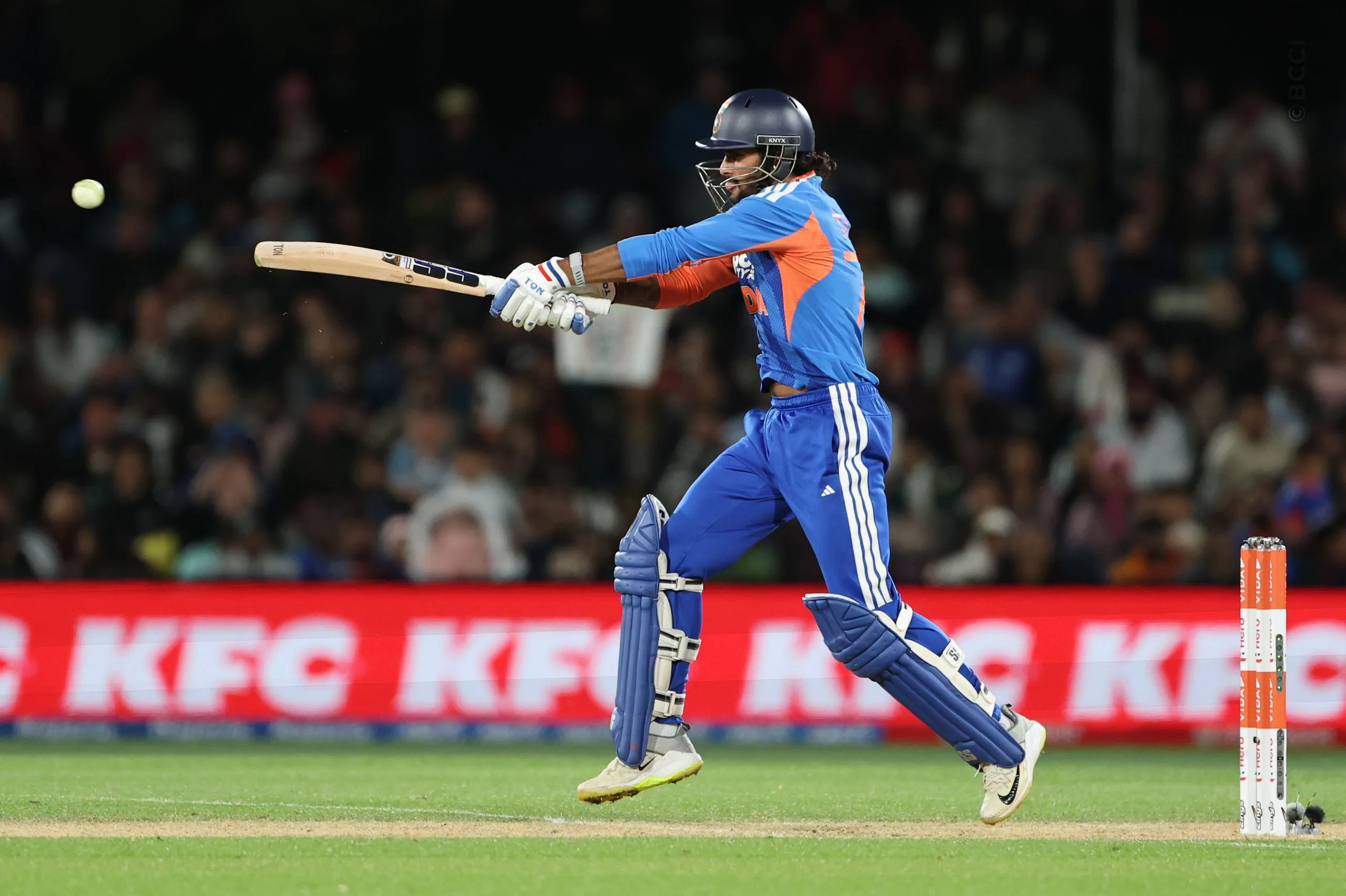 Tilak Varma of India plays a shot during the 2nd T20I match between New Zealand and India at the Hagley Oval, Christchurch, New Zealand on October 24, 2026.Photo: Surjeet Yadav / CREIMAS for BCCI