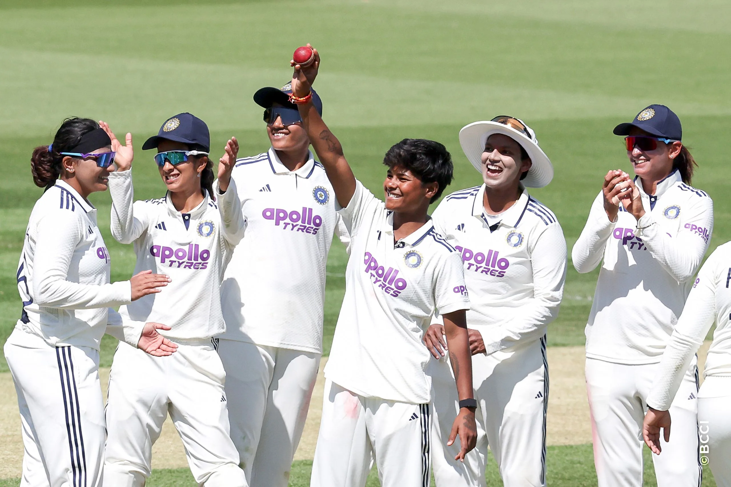 Kranti Gaud of India celebrates after taking her 5th wicket during the presentation of the during Day 2 of the Only Test match between England Women and India Women at Lord's Cricket Ground, London, England, on July 11, 2026.Photo by Pankaj Nangia / CREIMAS for BCCI