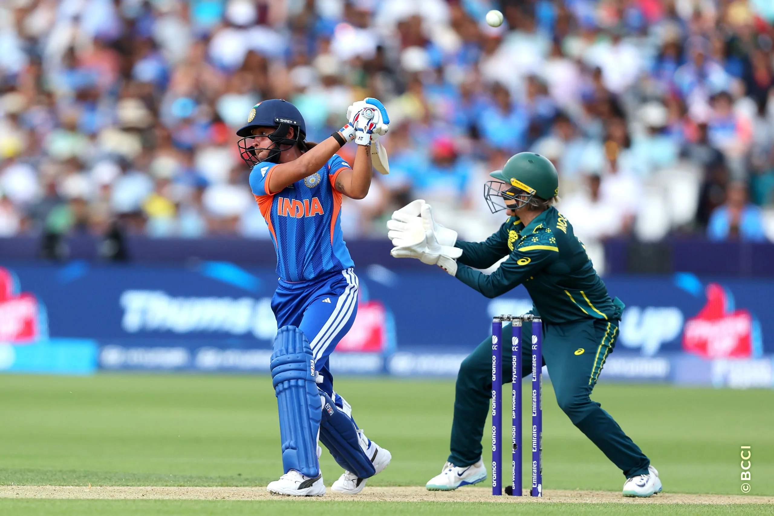 Harmanpreet Kaur of India plays a shot during Match 30 between Australia Women and India Women at Lord's Cricket Ground, London, England, on June 28, 2026.Photo by Pankaj Nangia / CREIMAS for BCCI