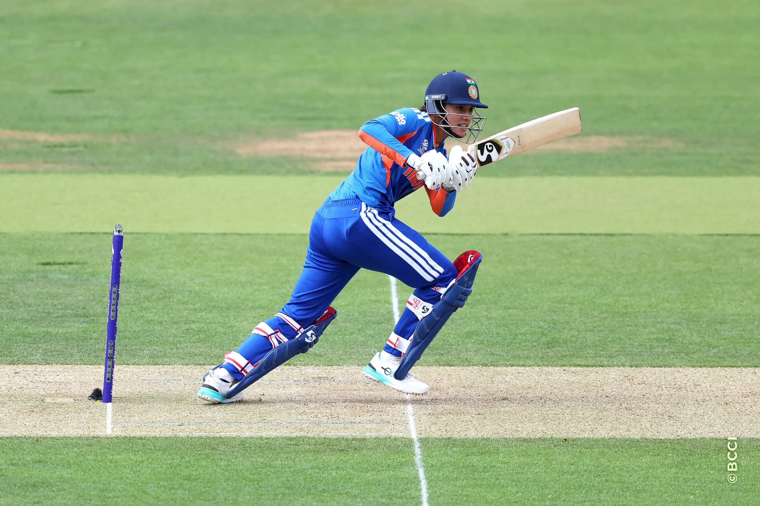 Smriti Mandhana of India plays a shot during Match 30 between Australia Women and India Women at Lord's Cricket Ground, London, England, on June 28, 2026.Photo by Pankaj Nangia / CREIMAS for BCCI