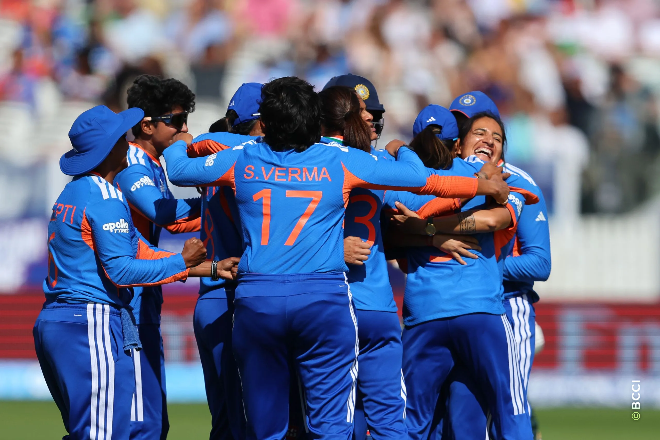 Renuka Singh Thakur of India celebrates the wicket of Australia during Match 30 between Australia Women and India Women at Lord's Cricket Ground, London, England, on June 28, 2026.Photo by Pankaj Nangia / CREIMAS for BCCI