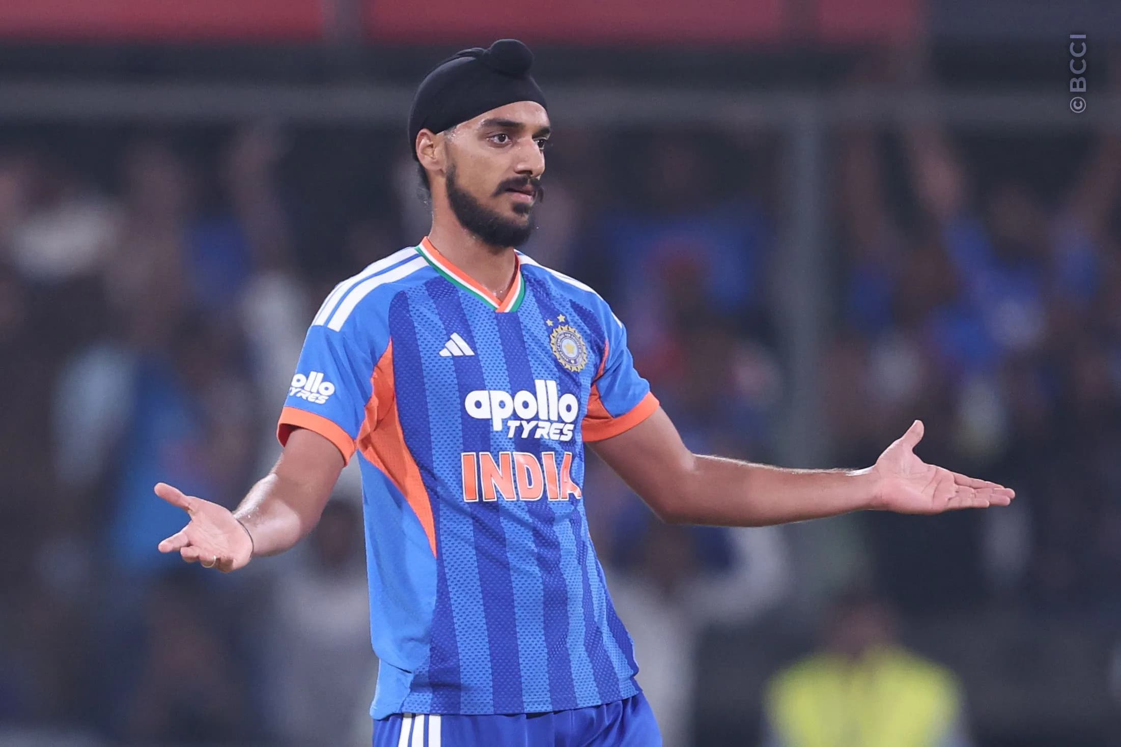 Arshdeep Singh of India  celebrates the wicket of Shai Hope of West Indies during the 3rd T20I match between India and West Indies at the Holkar Stadium, Indore, India on October 11, 2026.Photo: Pankaj Nangia / CREIMAS for BCCI