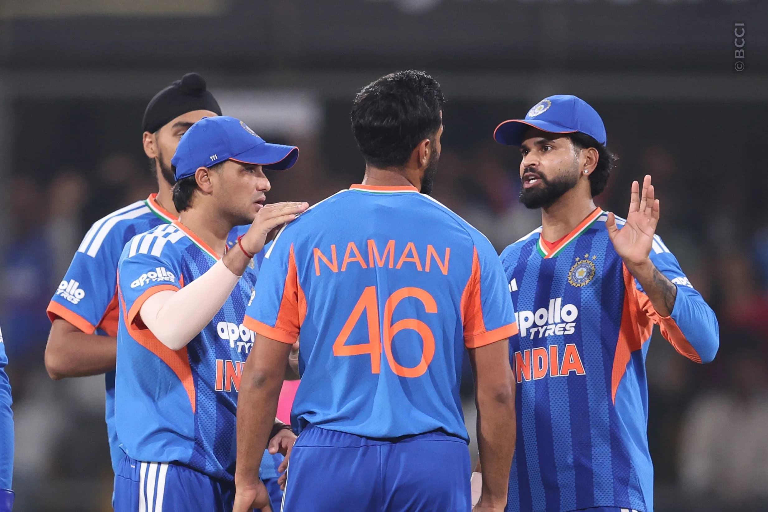 Naman Dhir of India celebrates the wicket of Shimron Hetmyer of West Indies during the 3rd T20I match between India and West Indies at the Holkar Stadium, Indore, India on October 11, 2026.Photo: Pankaj Nangia / CREIMAS for BCCI