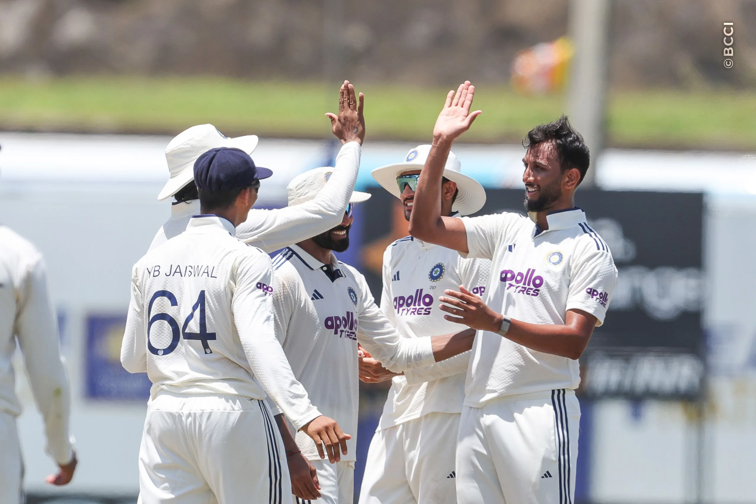 Prasidh Krishna of India  celebrates the wicket of Niroshan Dickwella of Sri Lanka during Day 5 of the 1st Test match between Sri Lanka and India at the Galle International Stadium, Galle, Sri Lanka, on August 19, 2026.


Photo by Pankaj Nangia / CREIMAS for BCCI