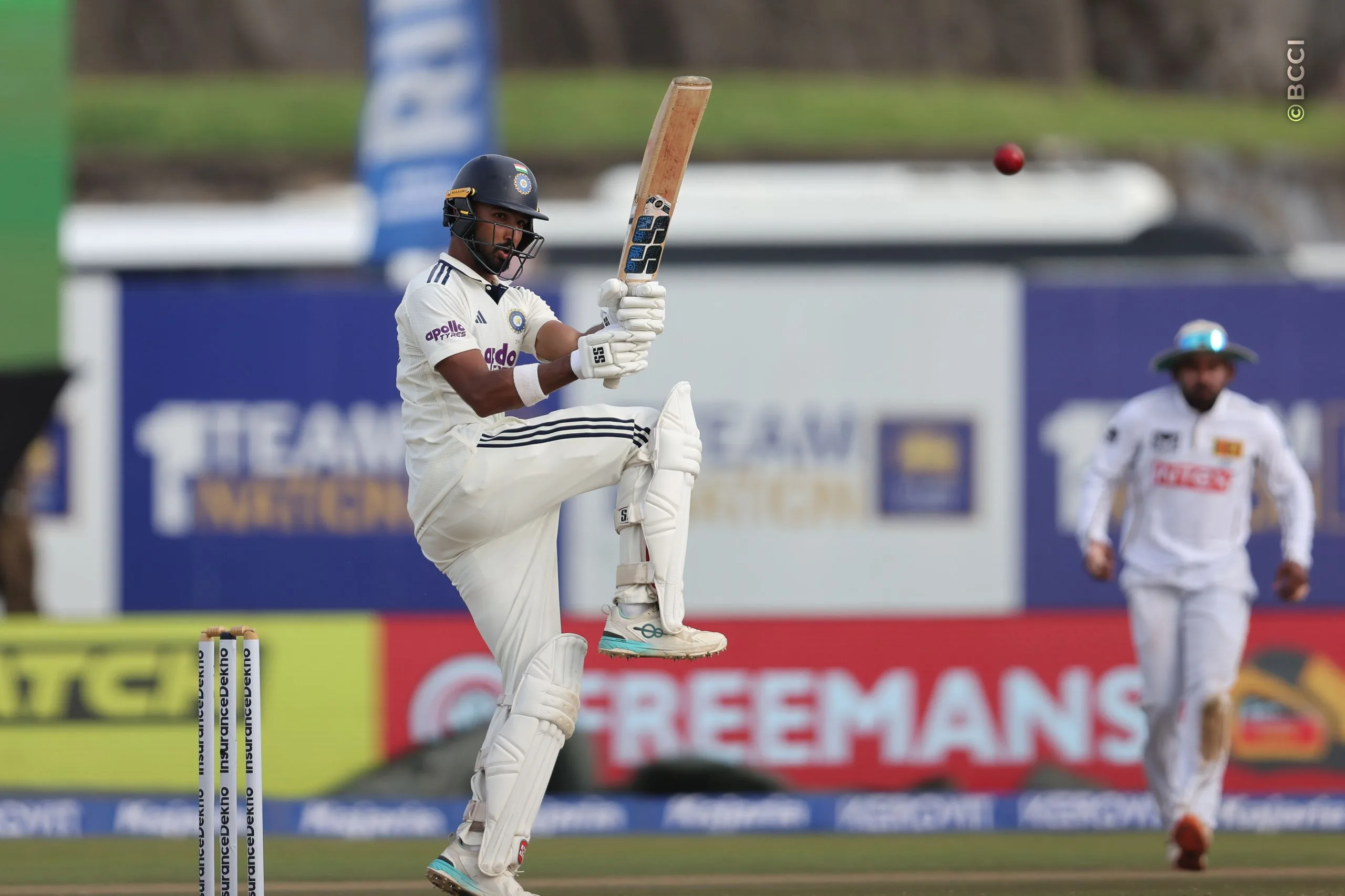 Devdutt Padikkal of India plays a shot during Day 1 of the 1st Test match between Sri Lanka and India at the Galle International Stadium, Galle, Sri Lanka, on August 15, 2026.


Photo by Pankaj Nangia / CREIMAS for BCCI