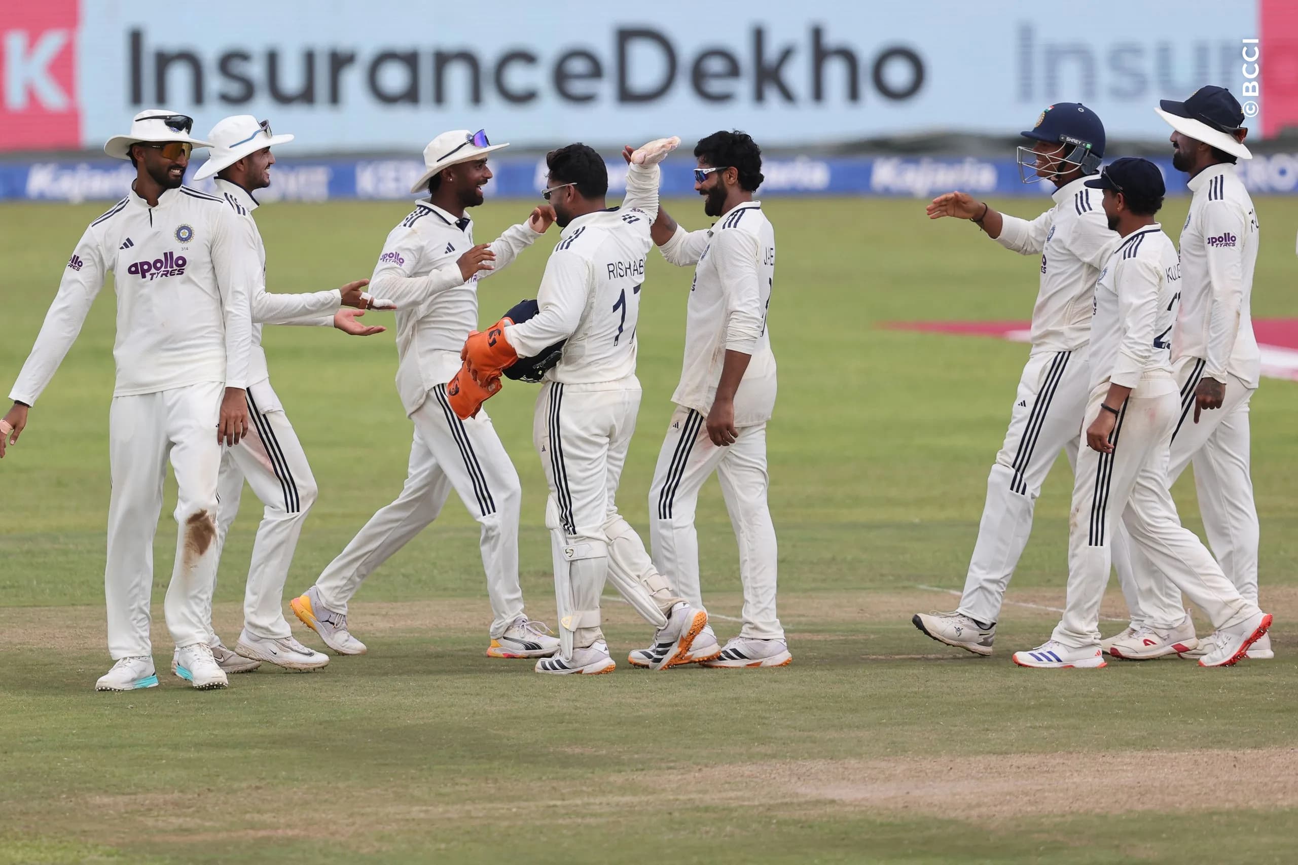 Ravindra Jadeja of India  celebrates the wicket of Keshara Nuwantha of Sri Lanka during Day 3 of the 1st Test match between Sri Lanka and India at the Galle International Stadium, Galle, Sri Lanka, on August 17, 2026.


Photo by Pankaj Nangia / CREIMAS for BCCI
