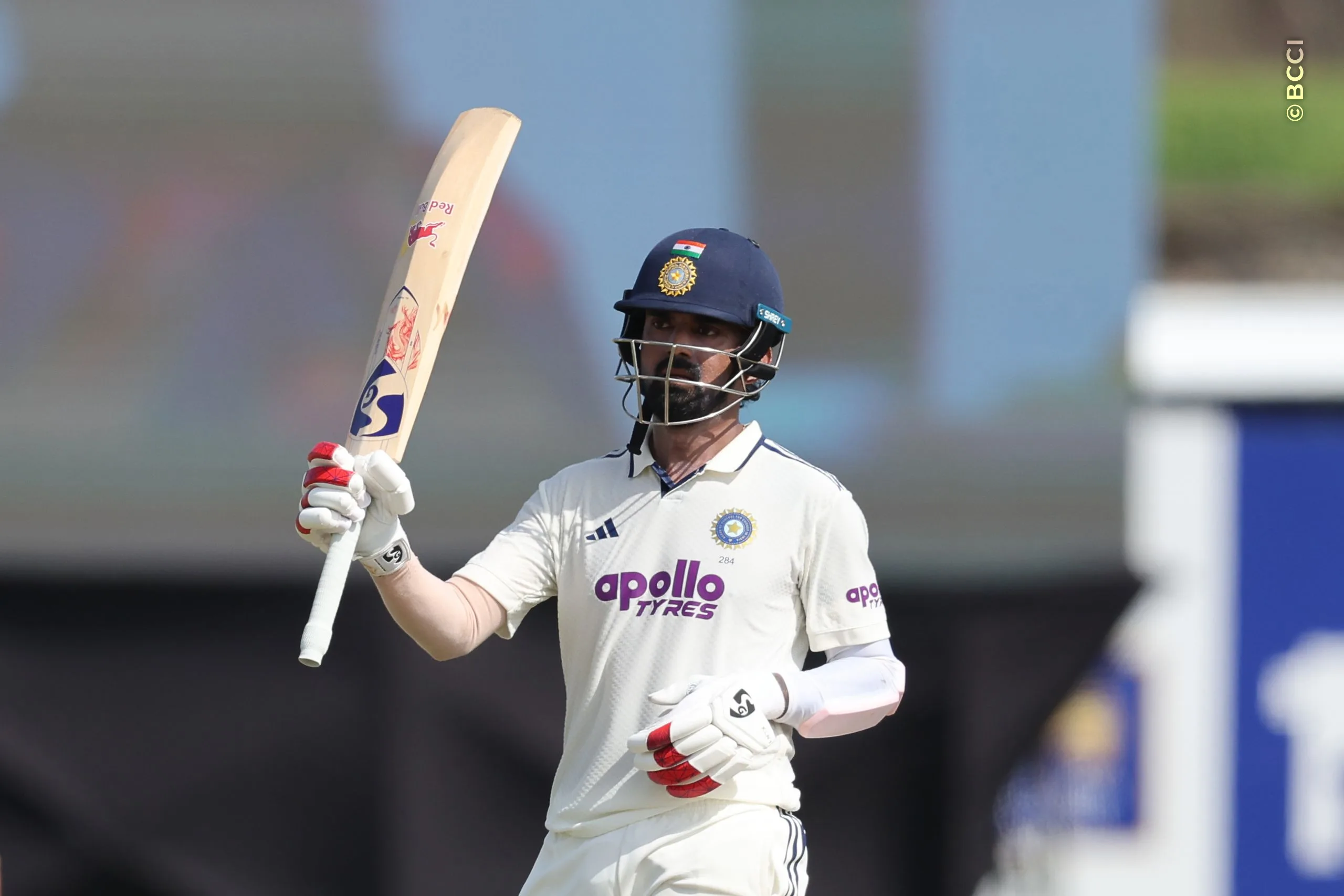 KL Rahul of India celebrates after scoring a fifty during Day 1 of the 1st Test match between Sri Lanka and India at the Galle International Stadium, Galle, Sri Lanka, on August 15, 2026.


Photo by Pankaj Nangia / CREIMAS for BCCI
