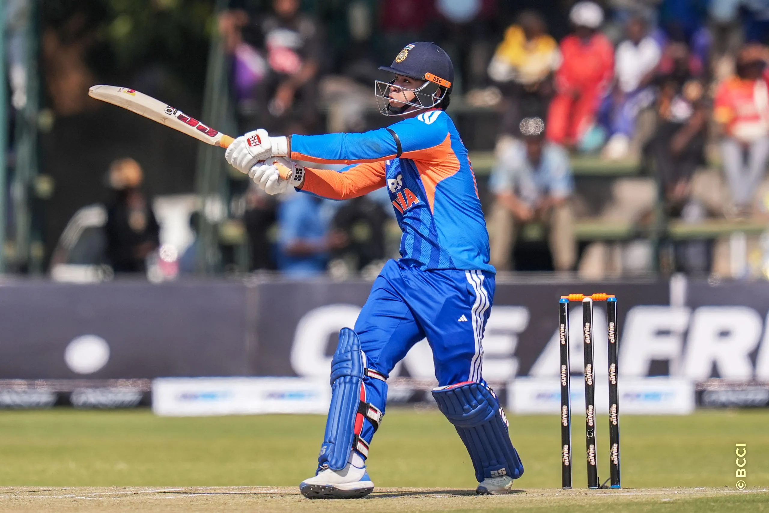 Vibhav Sooryavanshi of India plays a shot during the 2ND T20 International match between Zimbabwe and India at the Harare Sports Club, Harare, Zimbabwe on July 25, 2026.Photo: Faheem Hussain / CREIMAS for BCCI