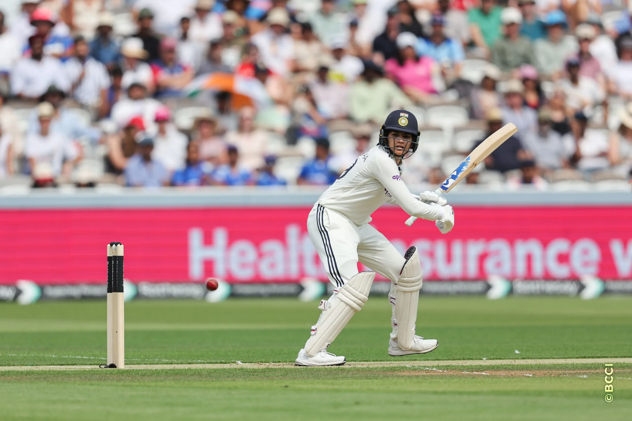 Yastika Bhatia of India plays a shot during Day 1 of the Only Test match between England Women and India Women at Lord's Cricket Ground, London, England, on July 10, 2026.Photo by Pankaj Nangia / CREIMAS for BCCI